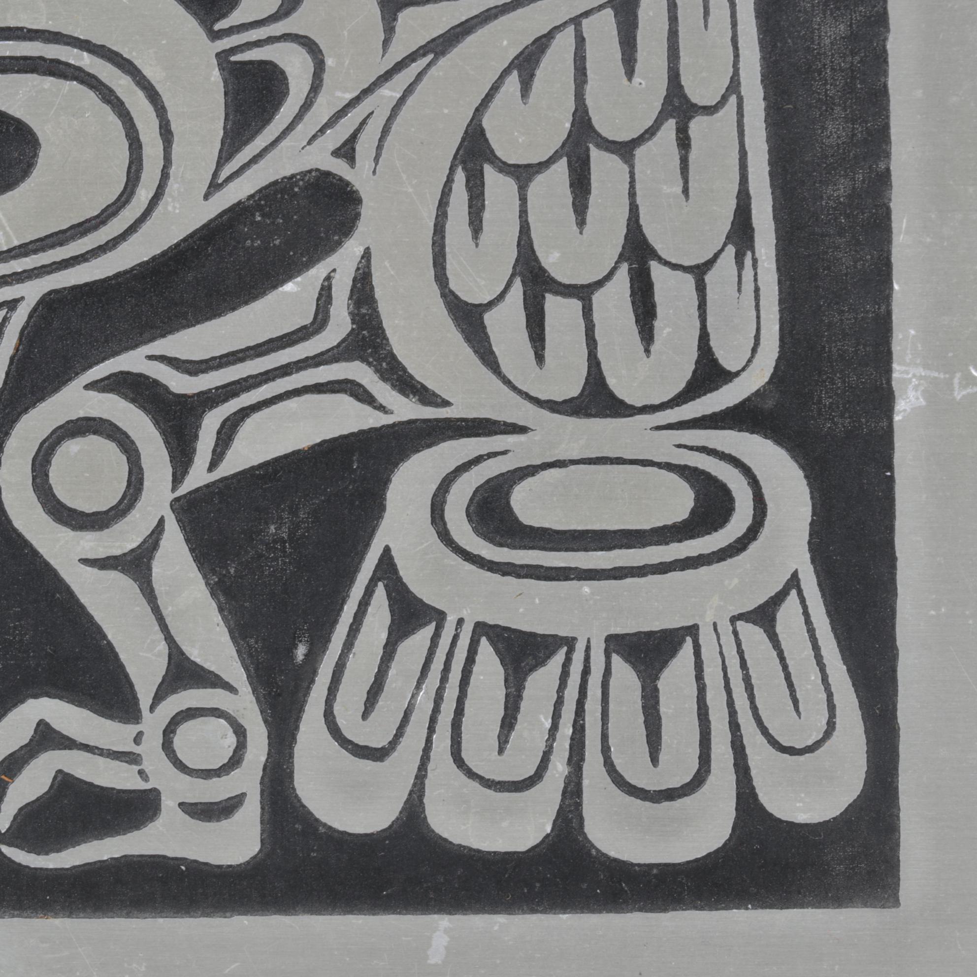 Feather Collage of Fighting Birds & Orchard Studio "Raven" Native American Tile