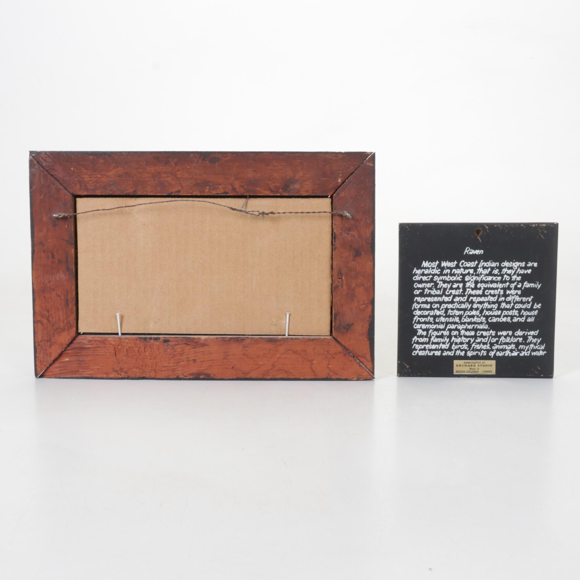 Feather Collage of Fighting Birds & Orchard Studio "Raven" Native American Tile