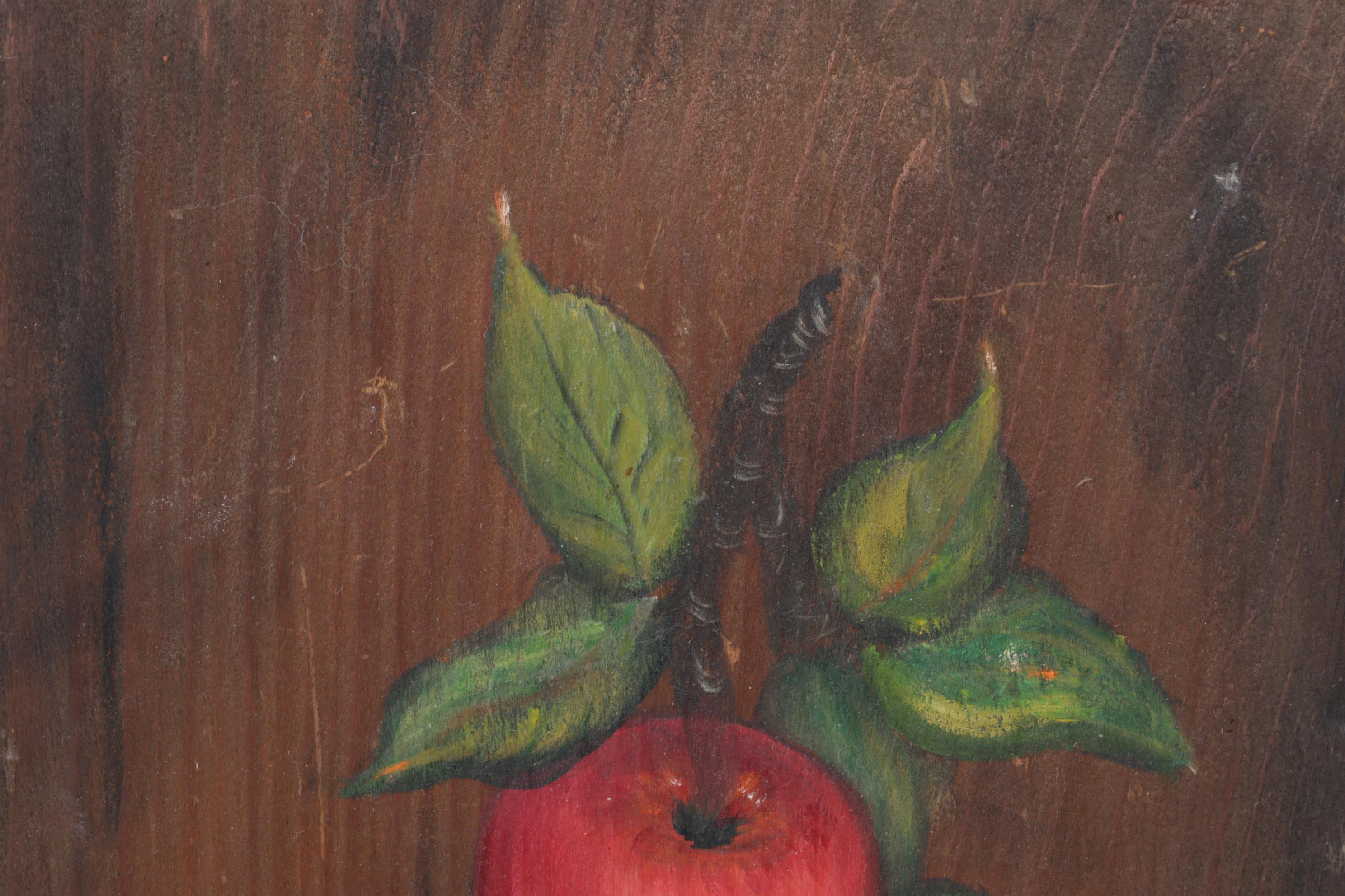 Withersdale Norfolk "Robin" Tile with "Pals" Print in Frame and Apples on Wood