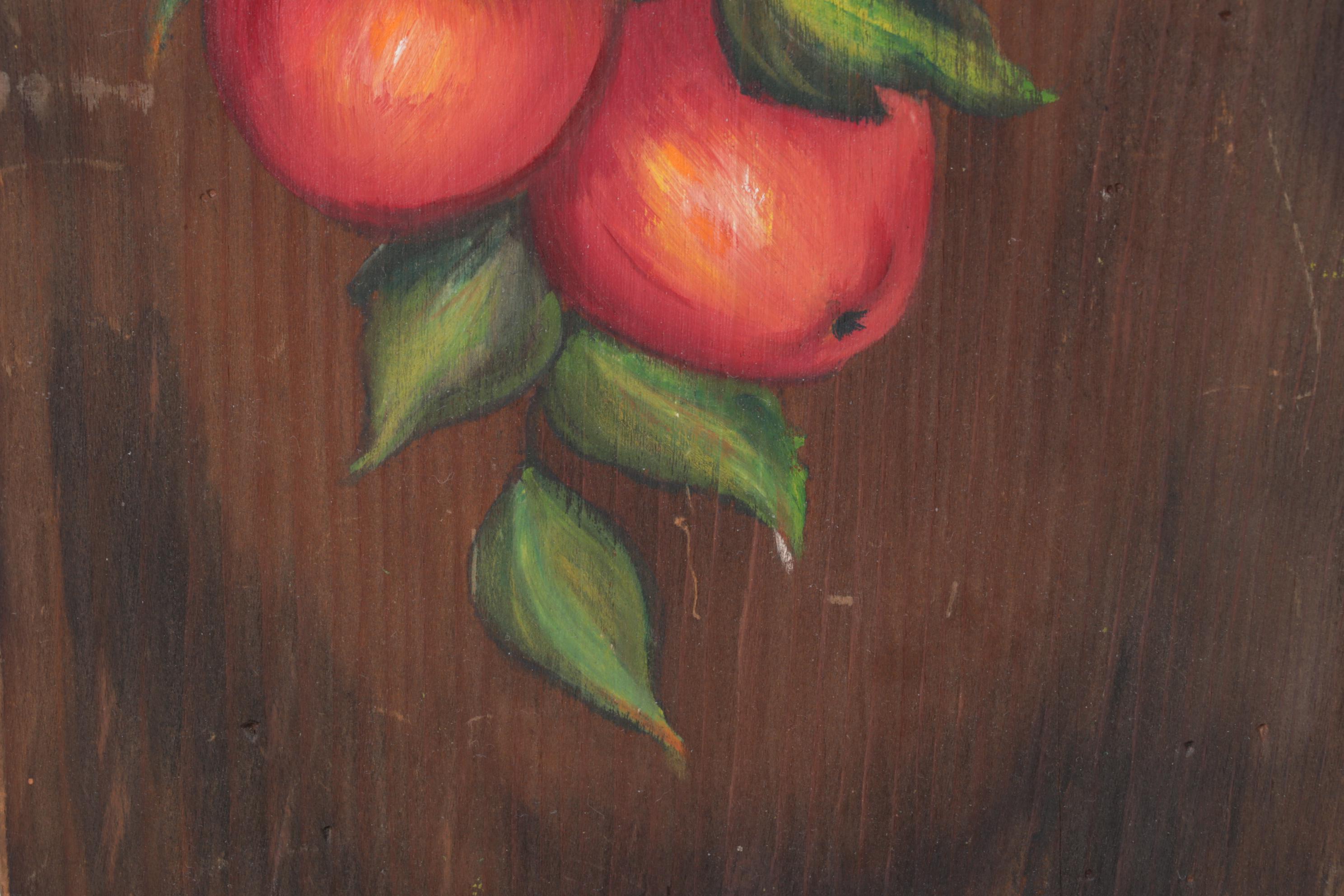 Withersdale Norfolk "Robin" Tile with "Pals" Print in Frame and Apples on Wood