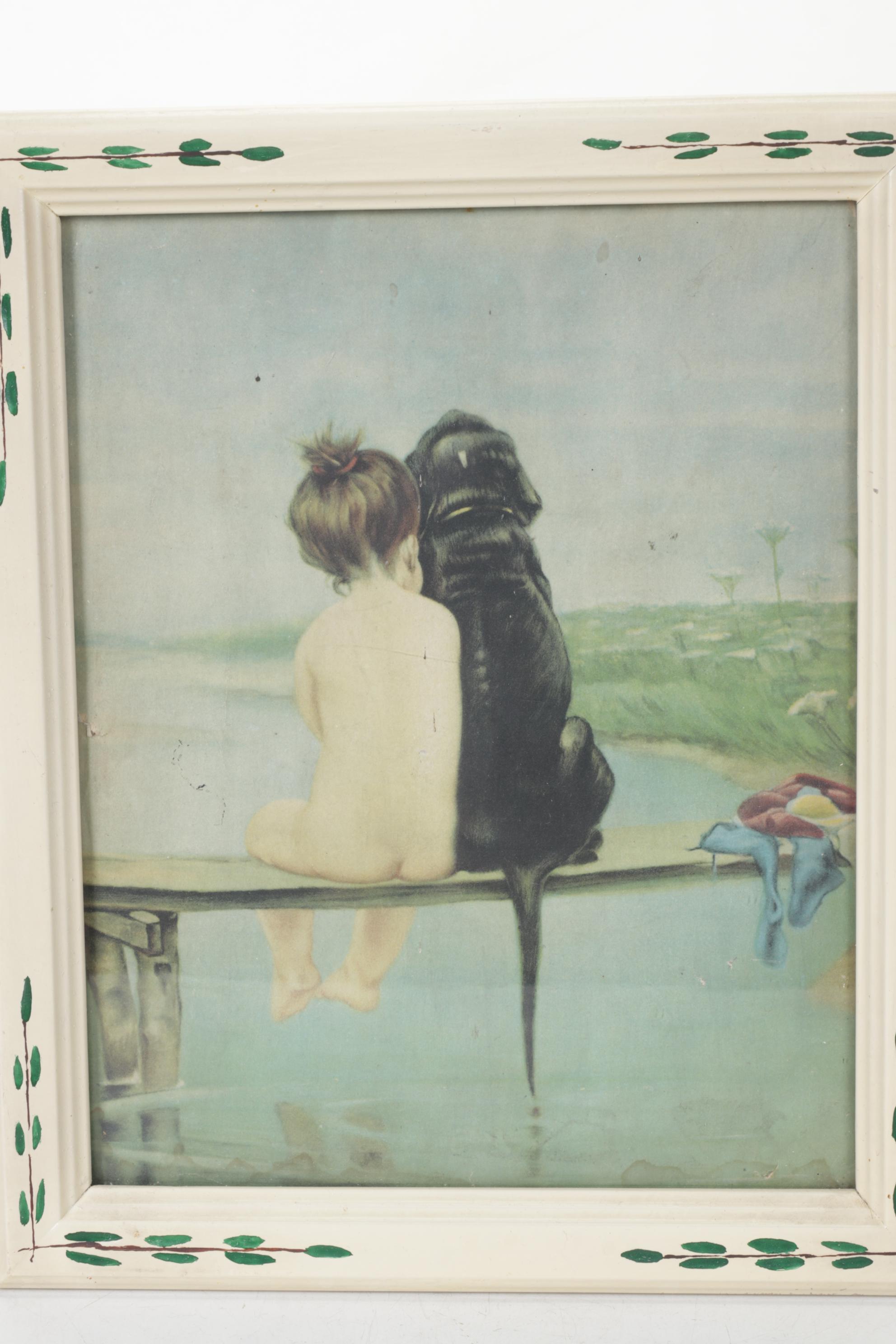 Withersdale Norfolk "Robin" Tile with "Pals" Print in Frame and Apples on Wood