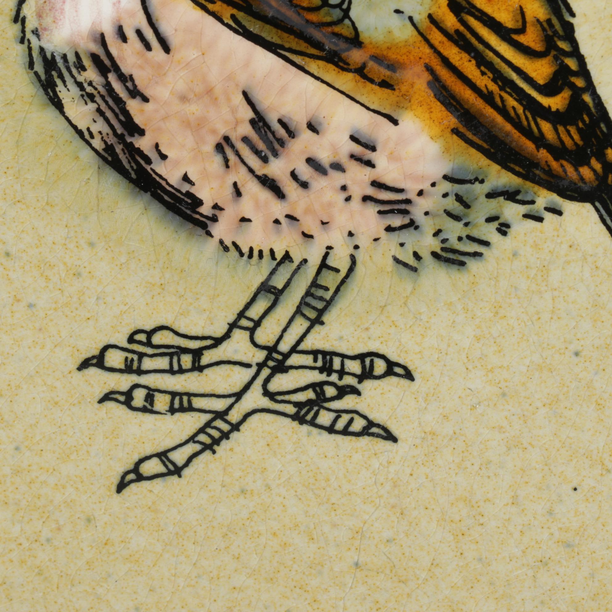 Withersdale Norfolk "Robin" Tile with "Pals" Print in Frame and Apples on Wood