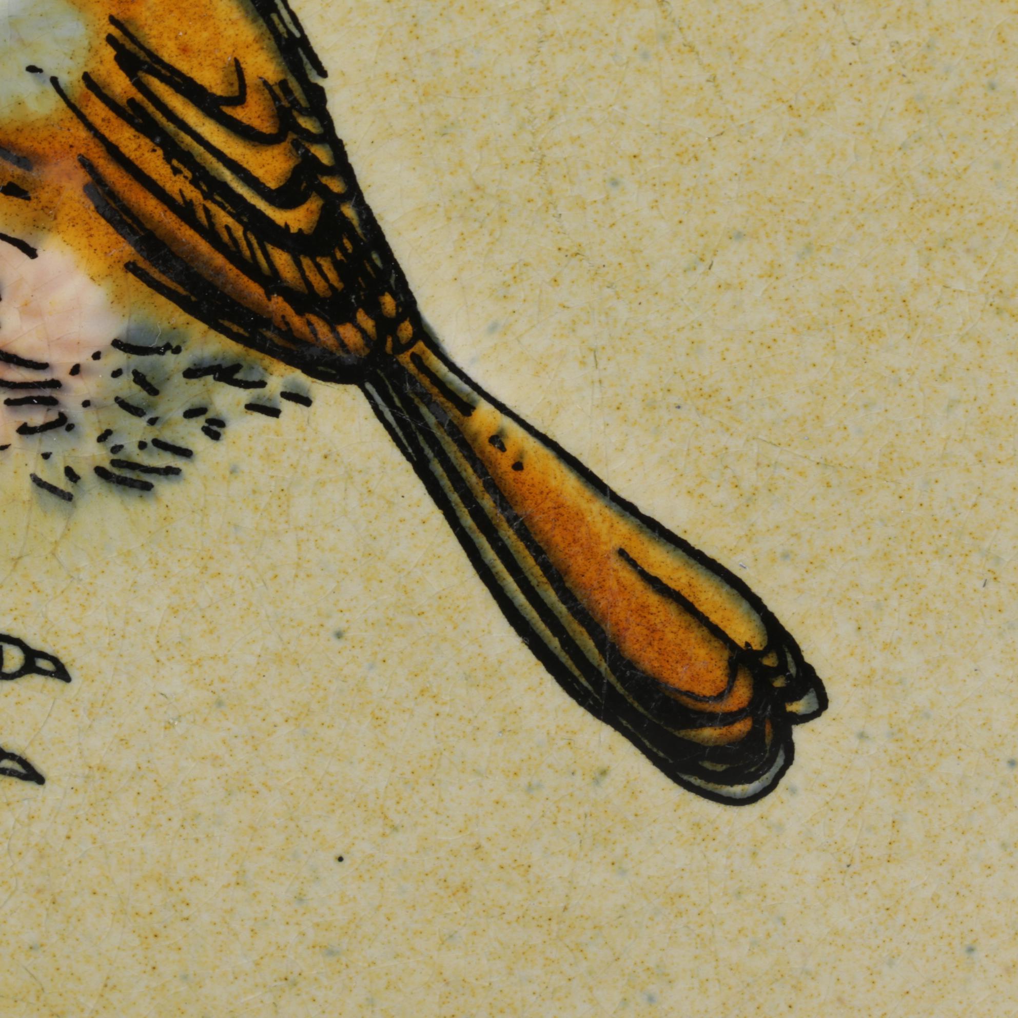 Withersdale Norfolk "Robin" Tile with "Pals" Print in Frame and Apples on Wood