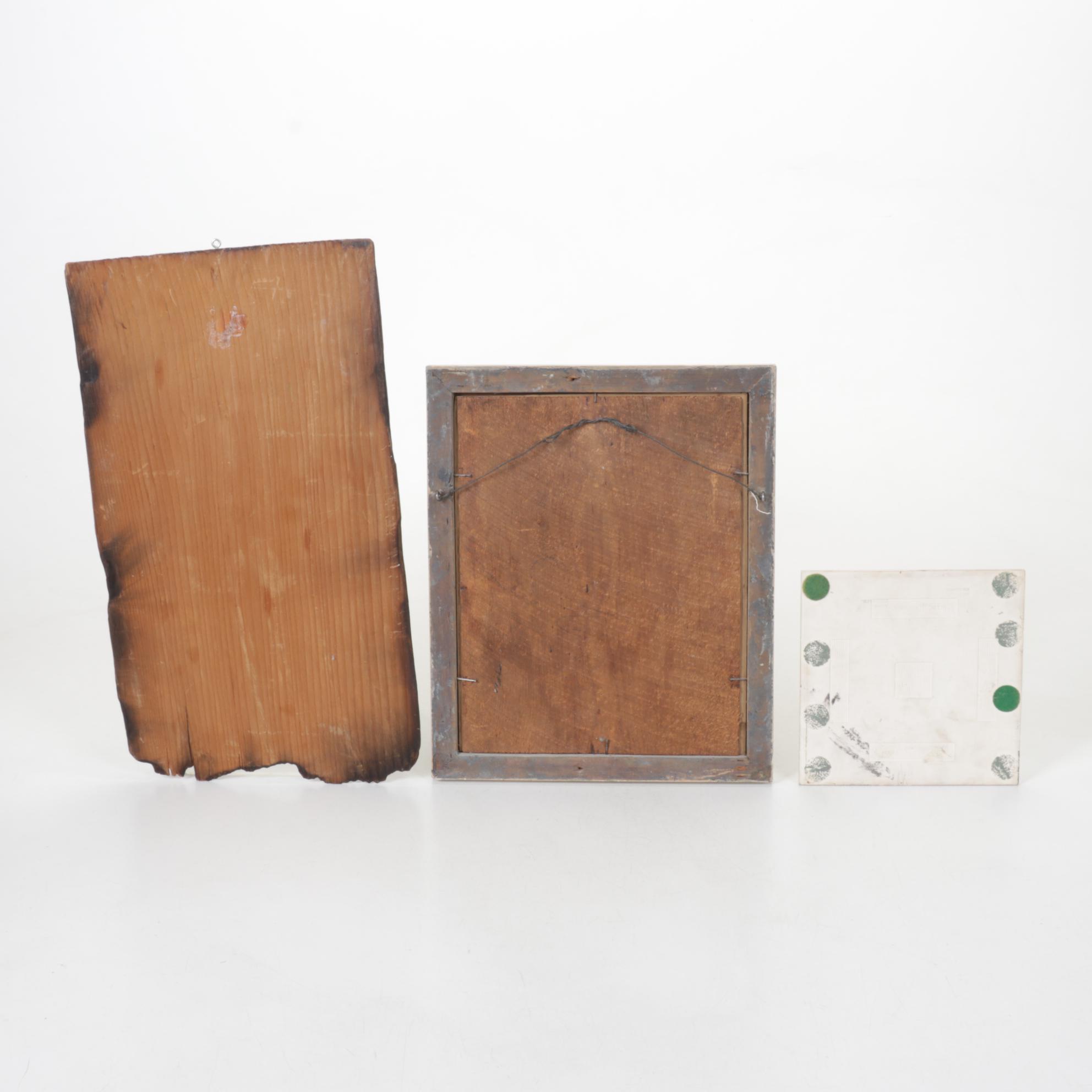 Withersdale Norfolk "Robin" Tile with "Pals" Print in Frame and Apples on Wood