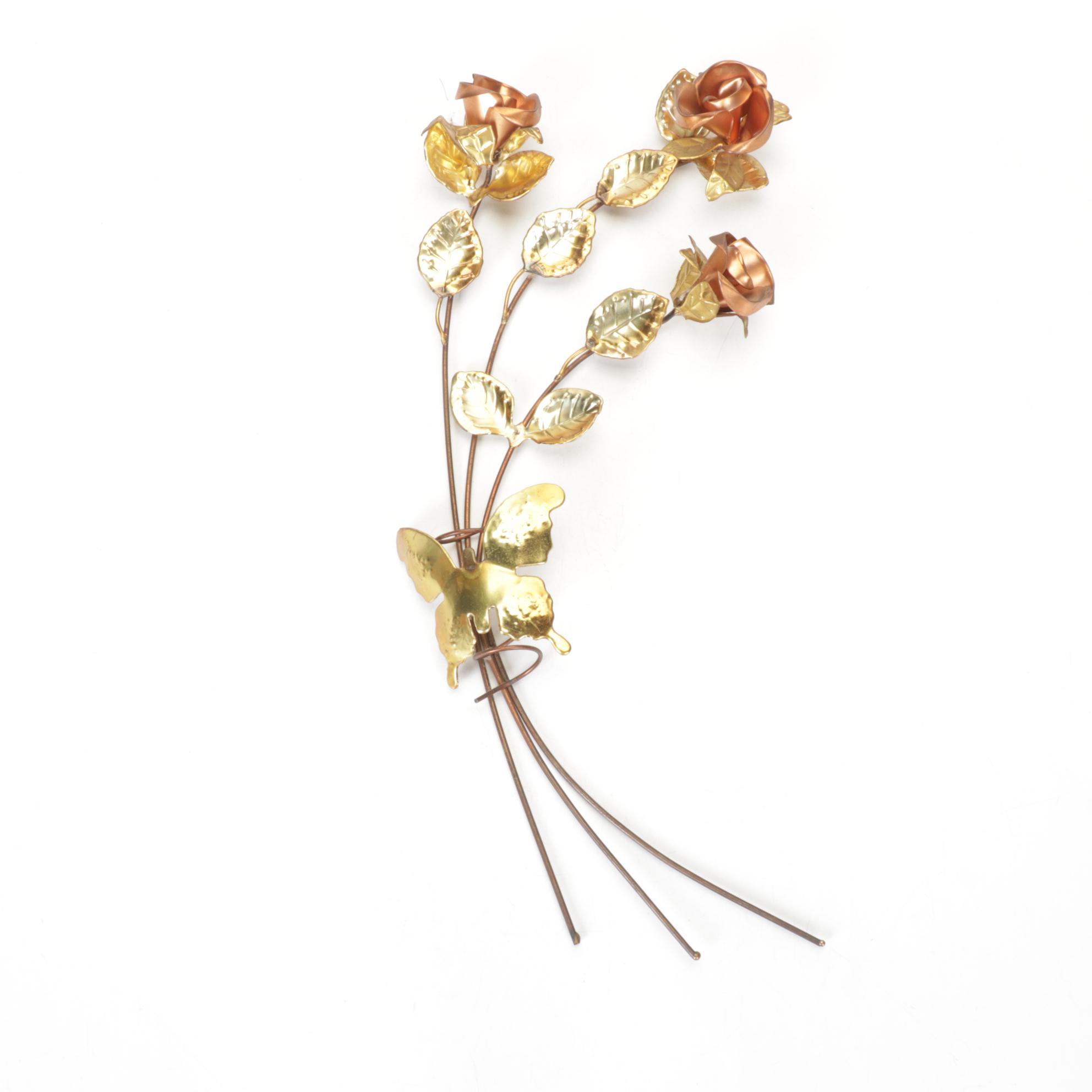 Copper & Gilt Painted Rose Wall Decor