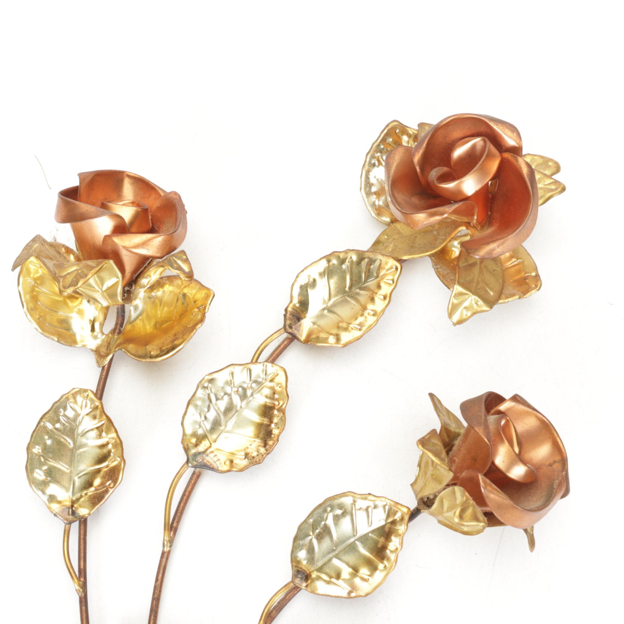 Copper & Gilt Painted Rose Wall Decor