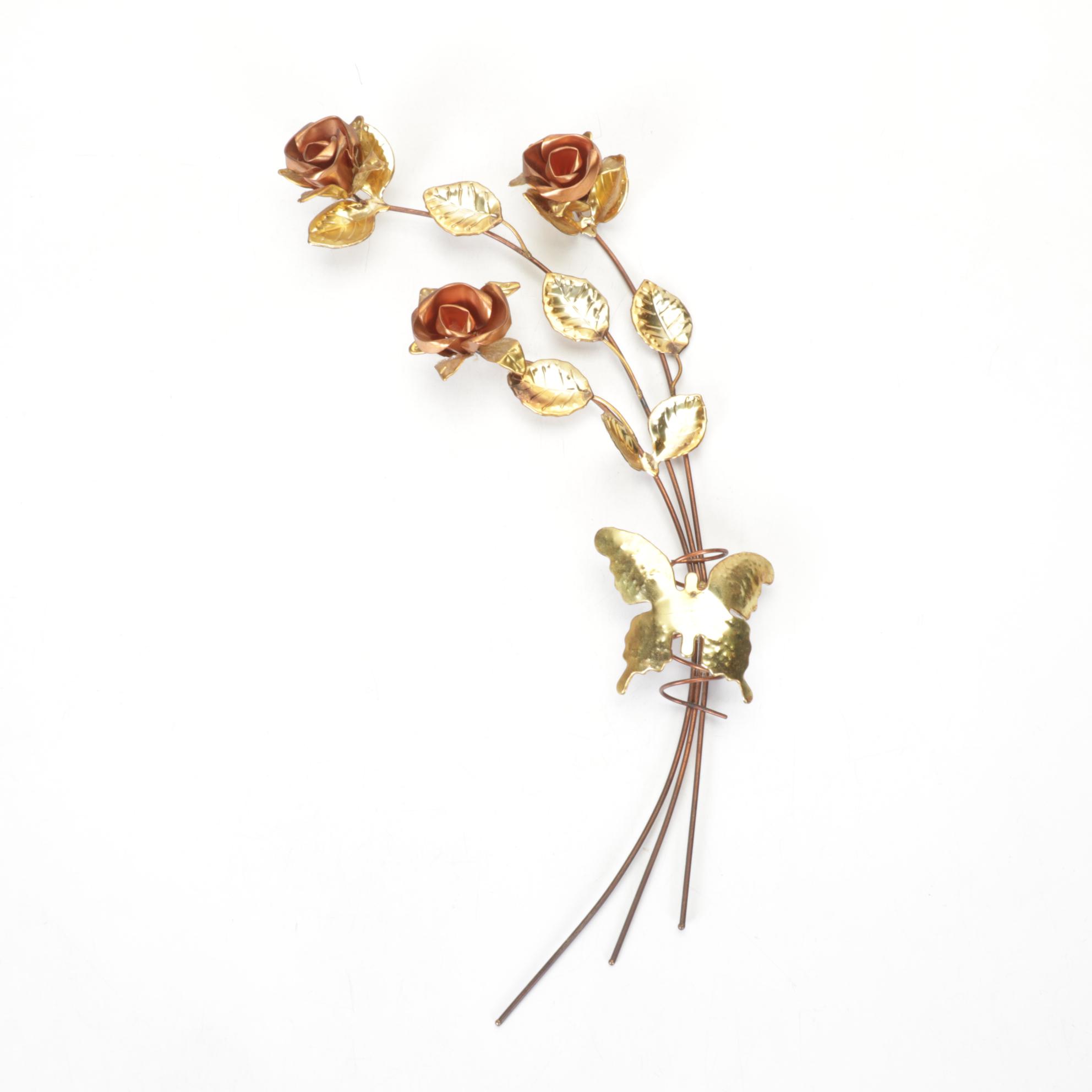 Copper & Gilt Painted Rose Wall Decor