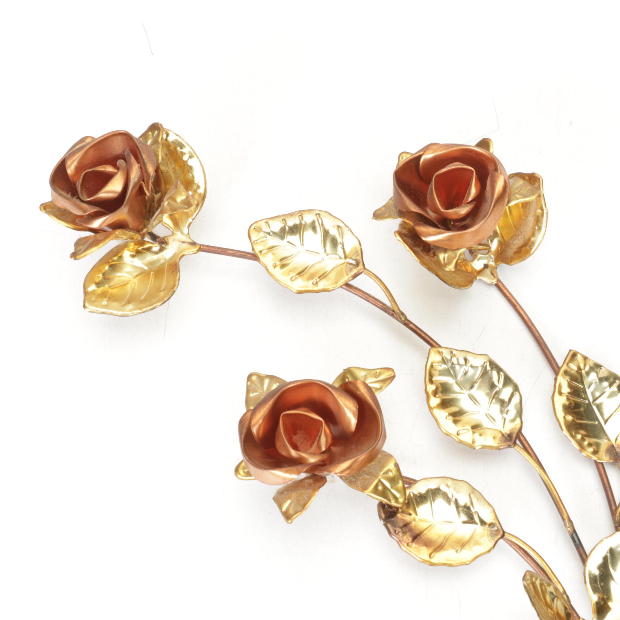 Copper & Gilt Painted Rose Wall Decor