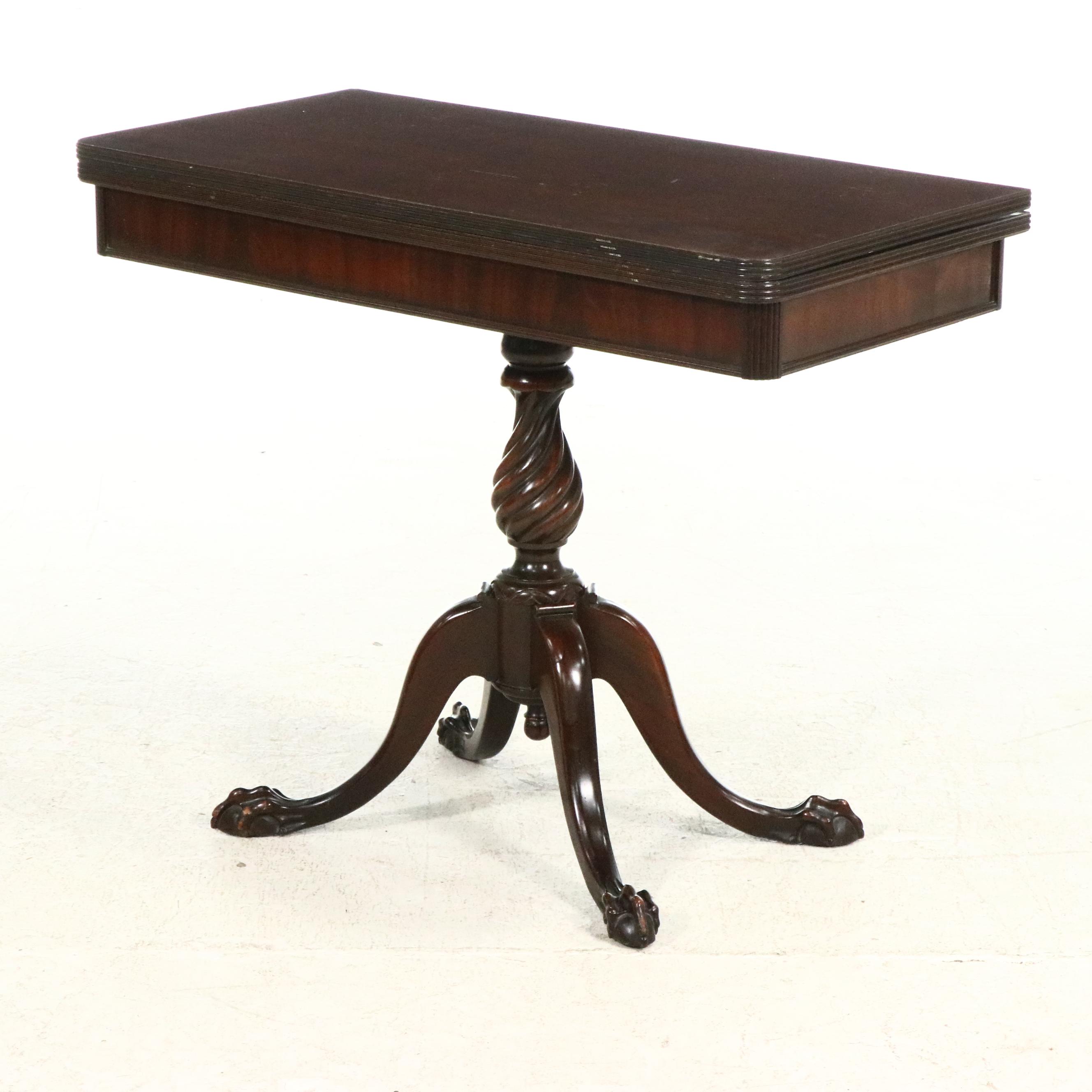 Sheraton Style Mahogany Flip-Top Card Table, 20th Century