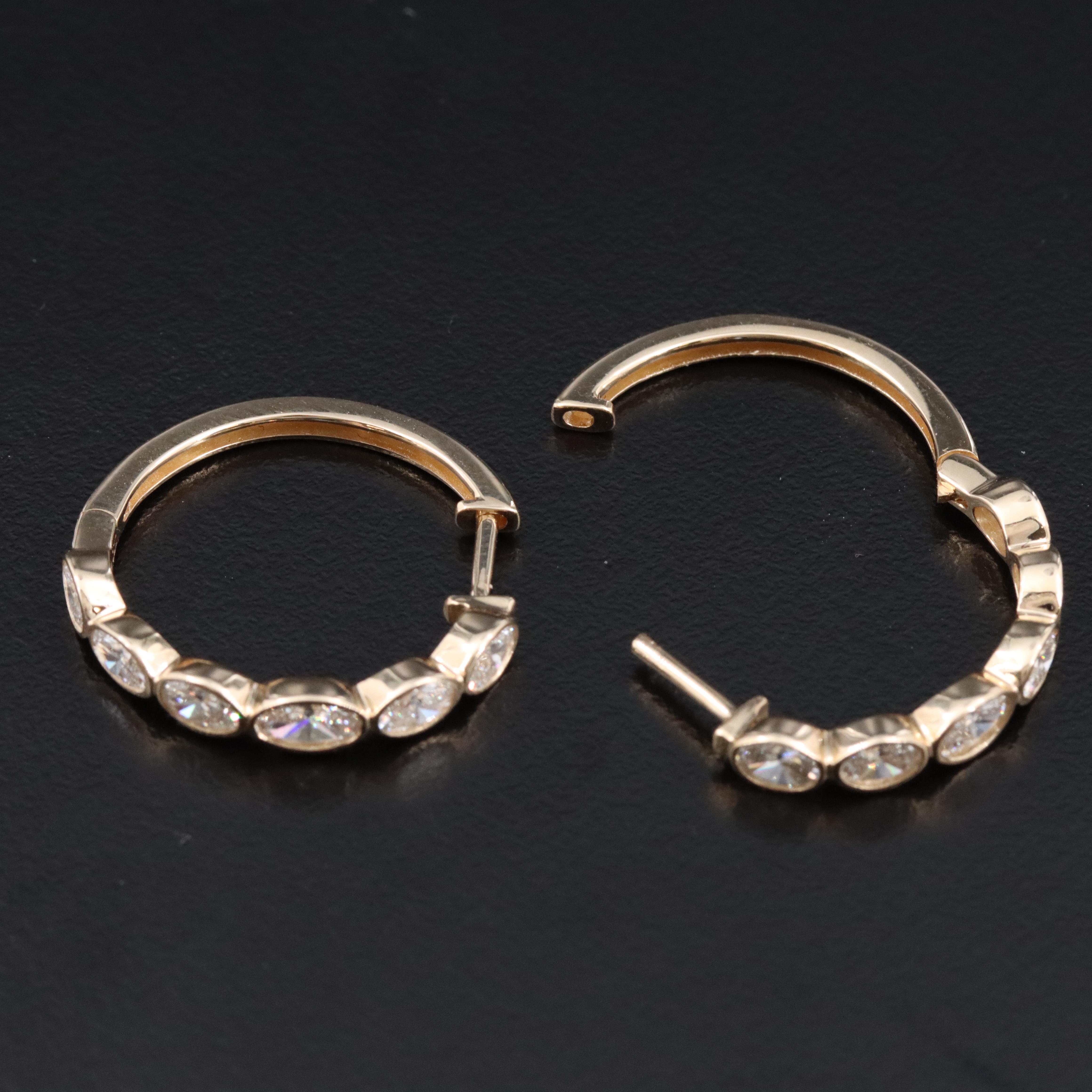 14K 1.50 CTW Lab Grown Diamond Hoop Earrings