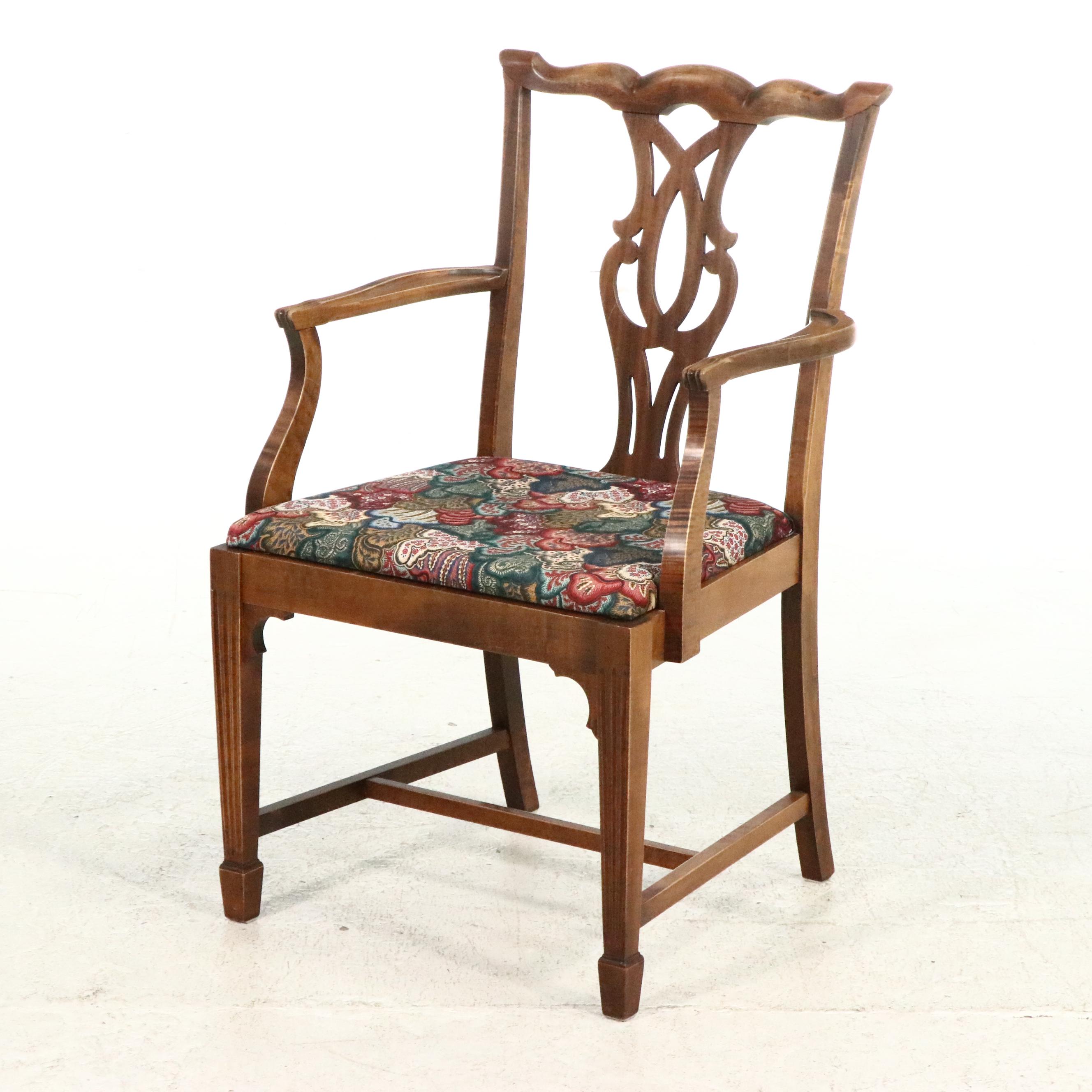 Chippendale Style Armchair with Mahogany Candle Stand