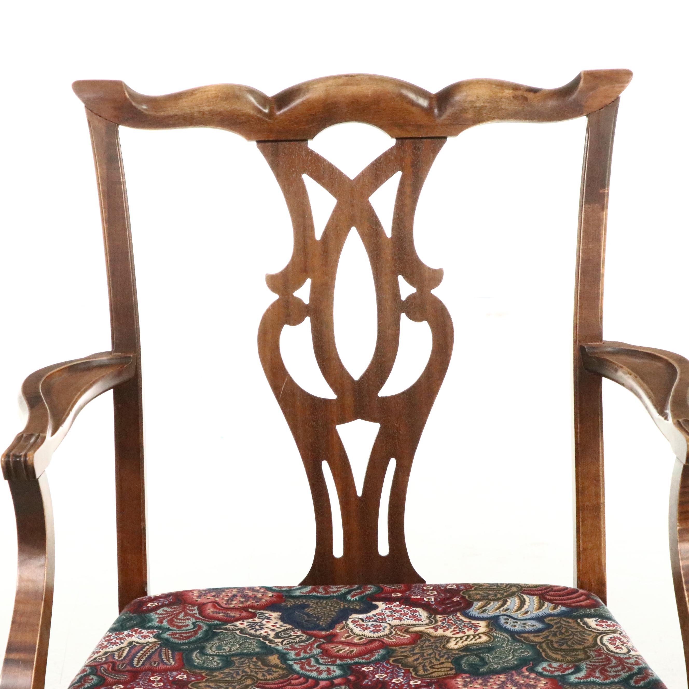 Chippendale Style Armchair with Mahogany Candle Stand