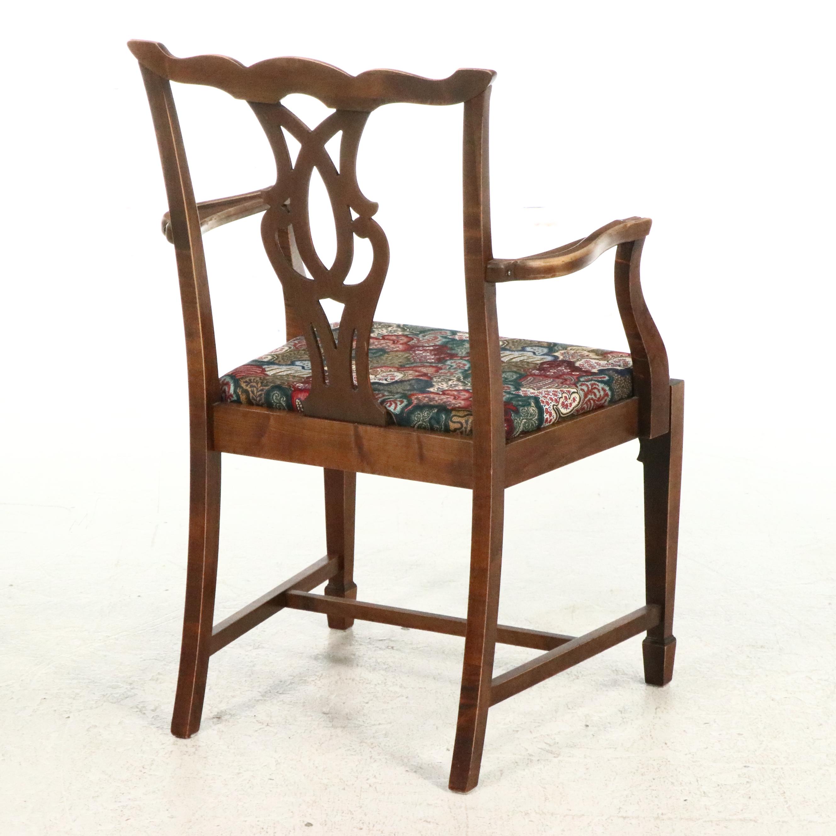 Chippendale Style Armchair with Mahogany Candle Stand