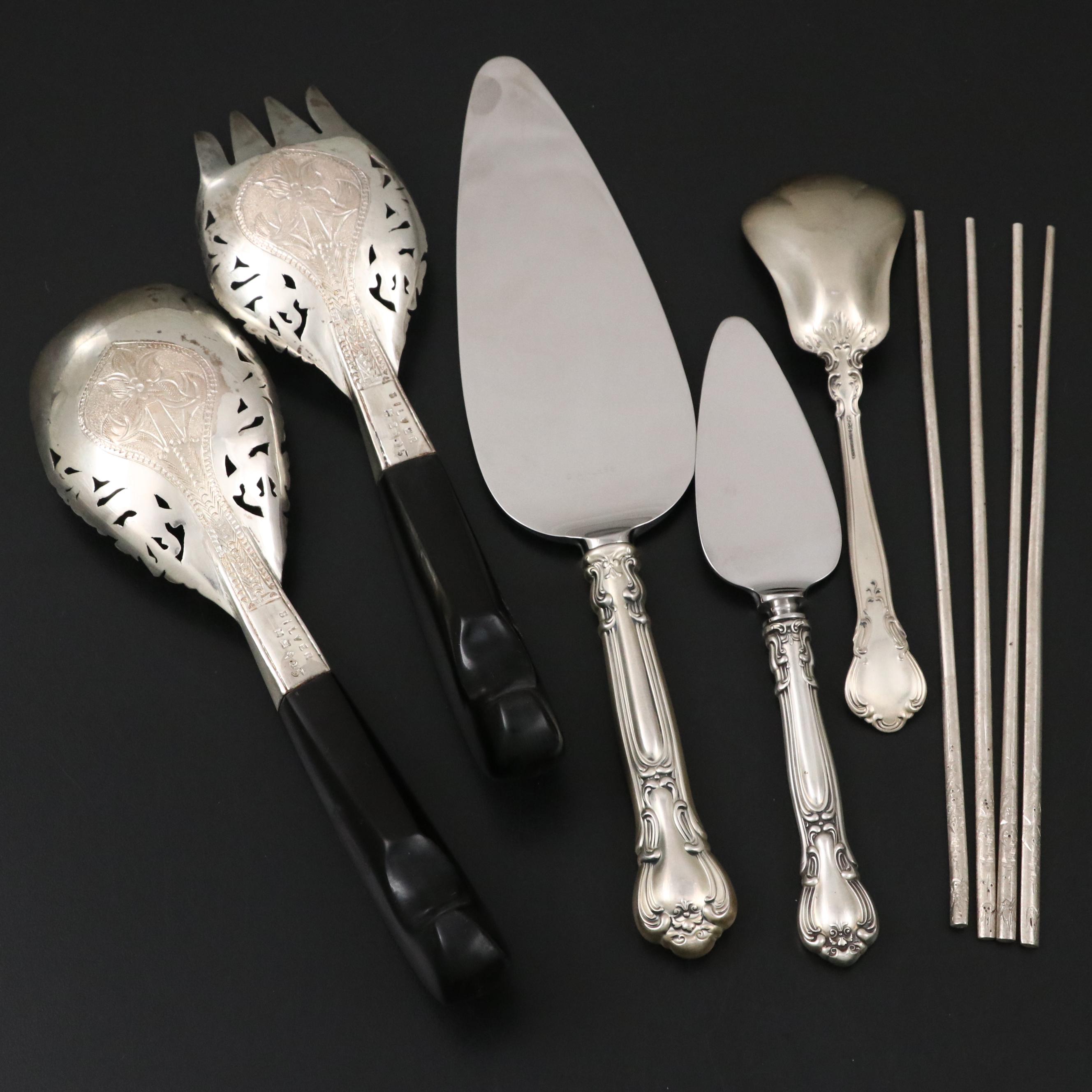 Gorham "Chantilly" Pie Servers and Sugar Spoon with Other Serving Utensils