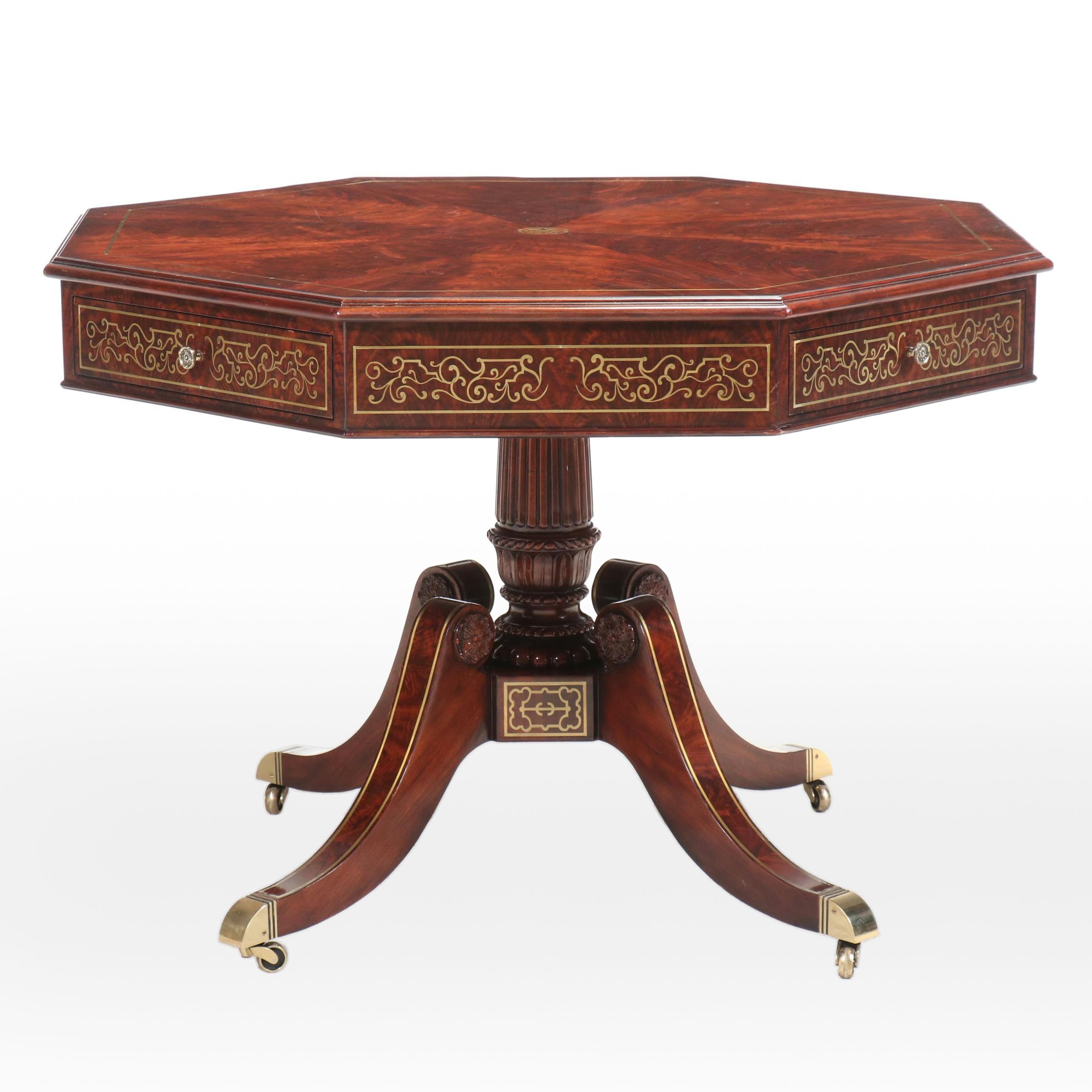 Theodore Alexander Regency Style Brass-Inlaid Center Table