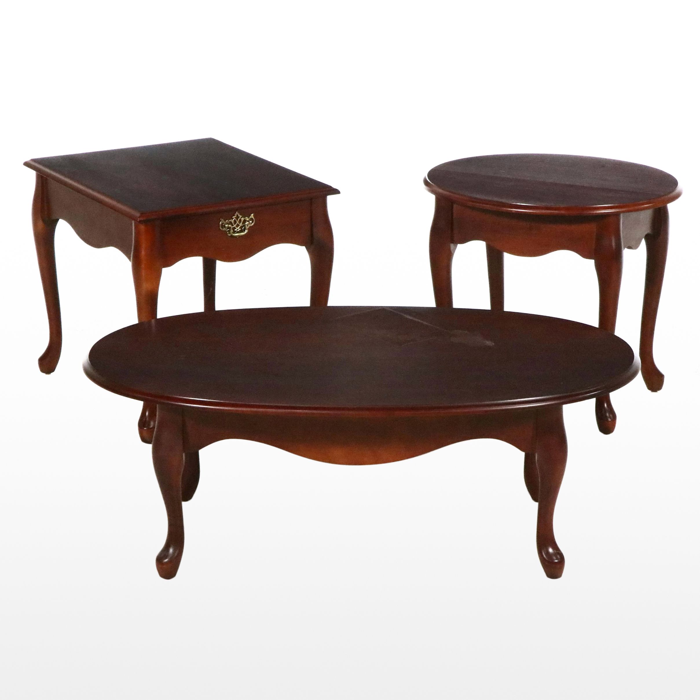 Three Queen Anne Style Cherrywood Occasional Tables