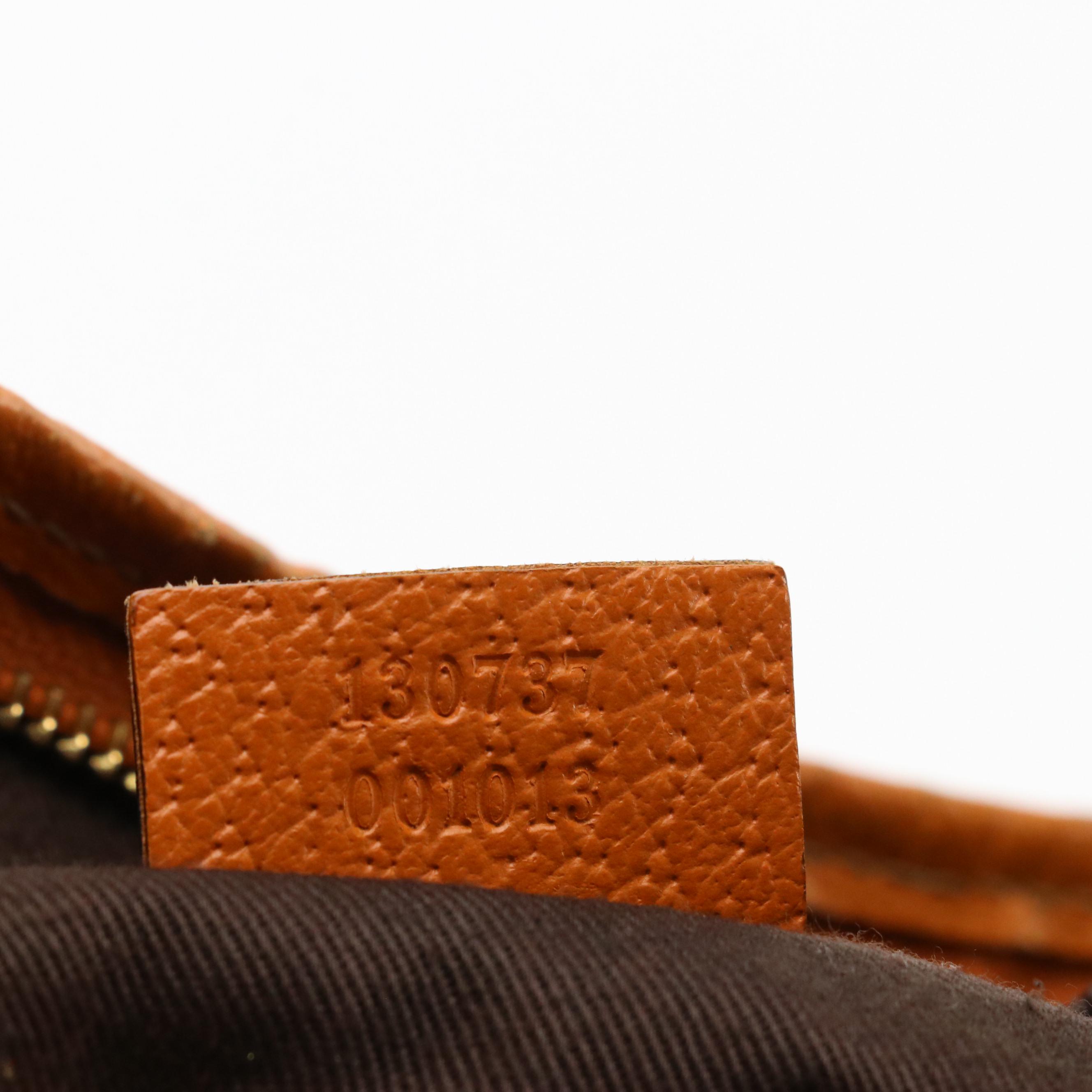 Gucci Abbey D-Ring Hobo Shoulder Bag in GG Canvas and Caramel Brown Leather
