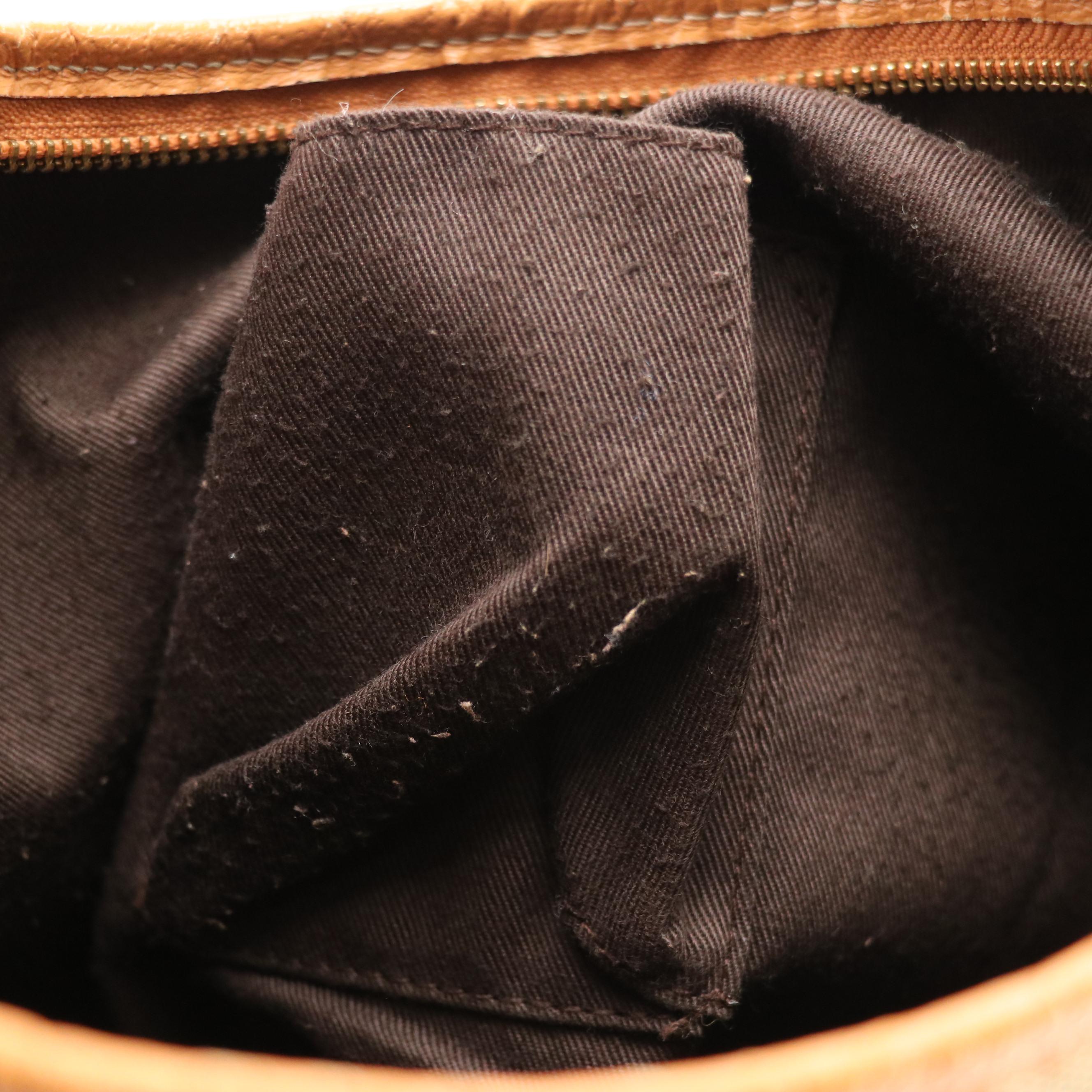 Gucci Abbey D-Ring Hobo Shoulder Bag in GG Canvas and Caramel Brown Leather