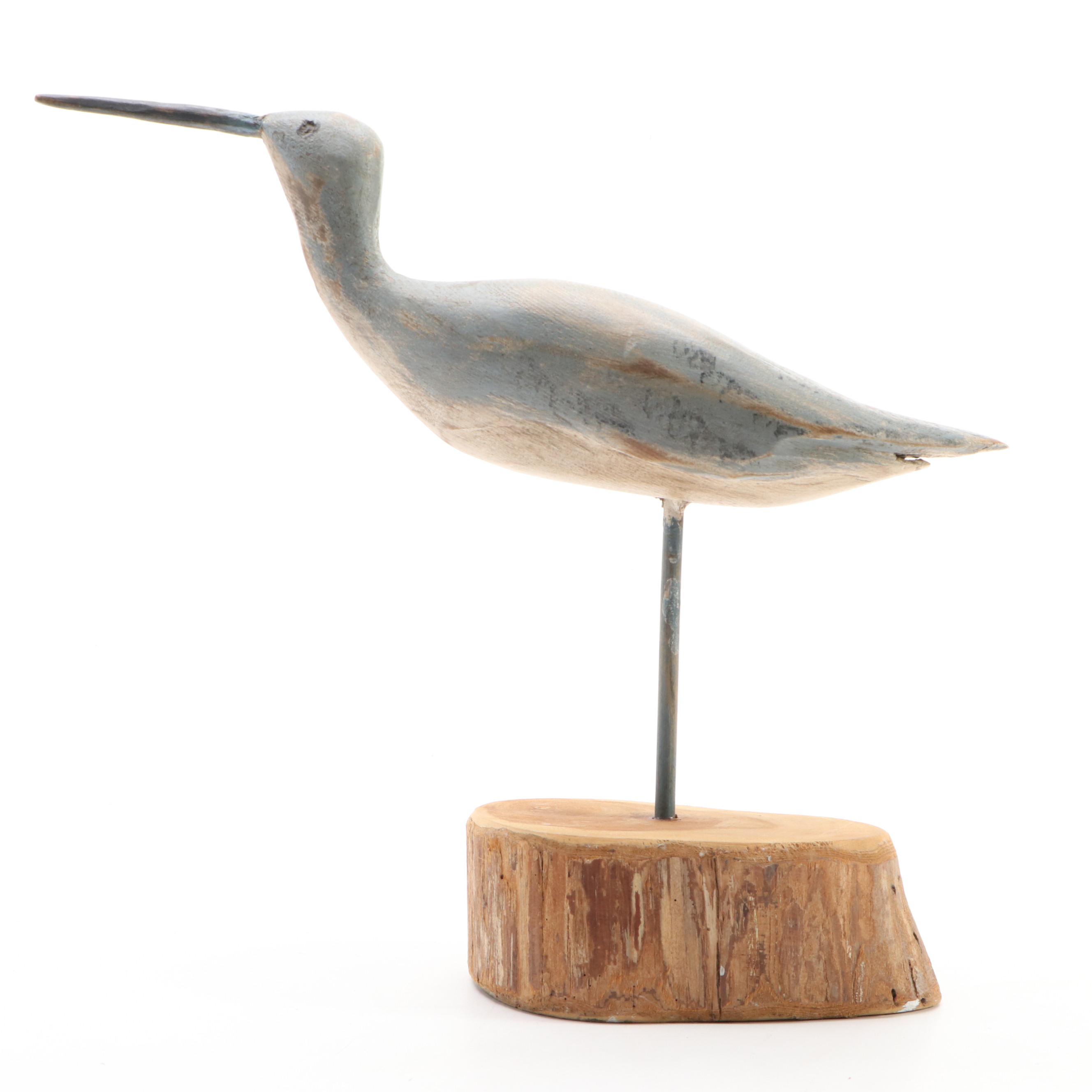 Steve Moore Carved Wood Dowitcher, 1997