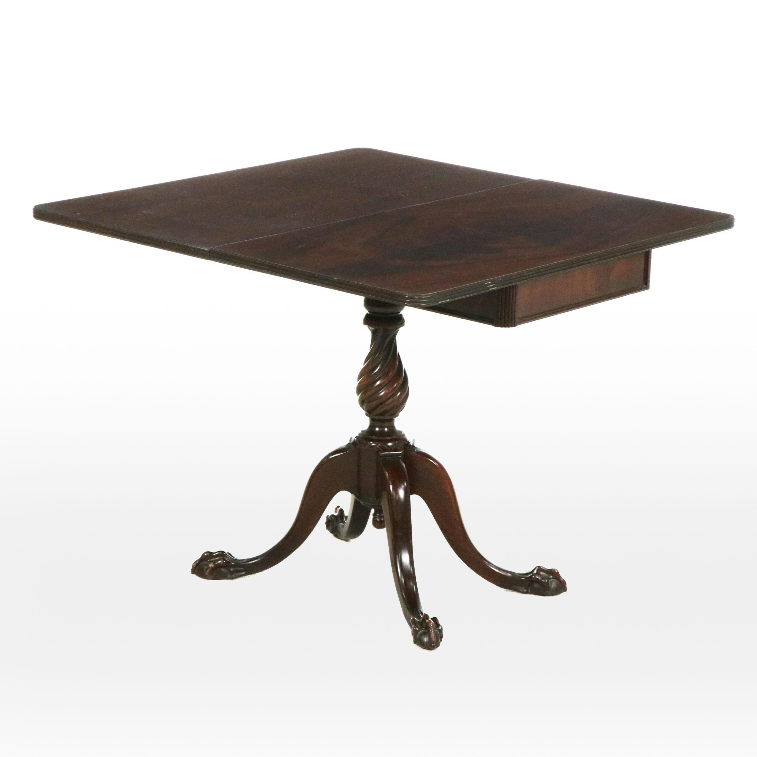 Sheraton Style Mahogany Flip-Top Card Table, 20th Century