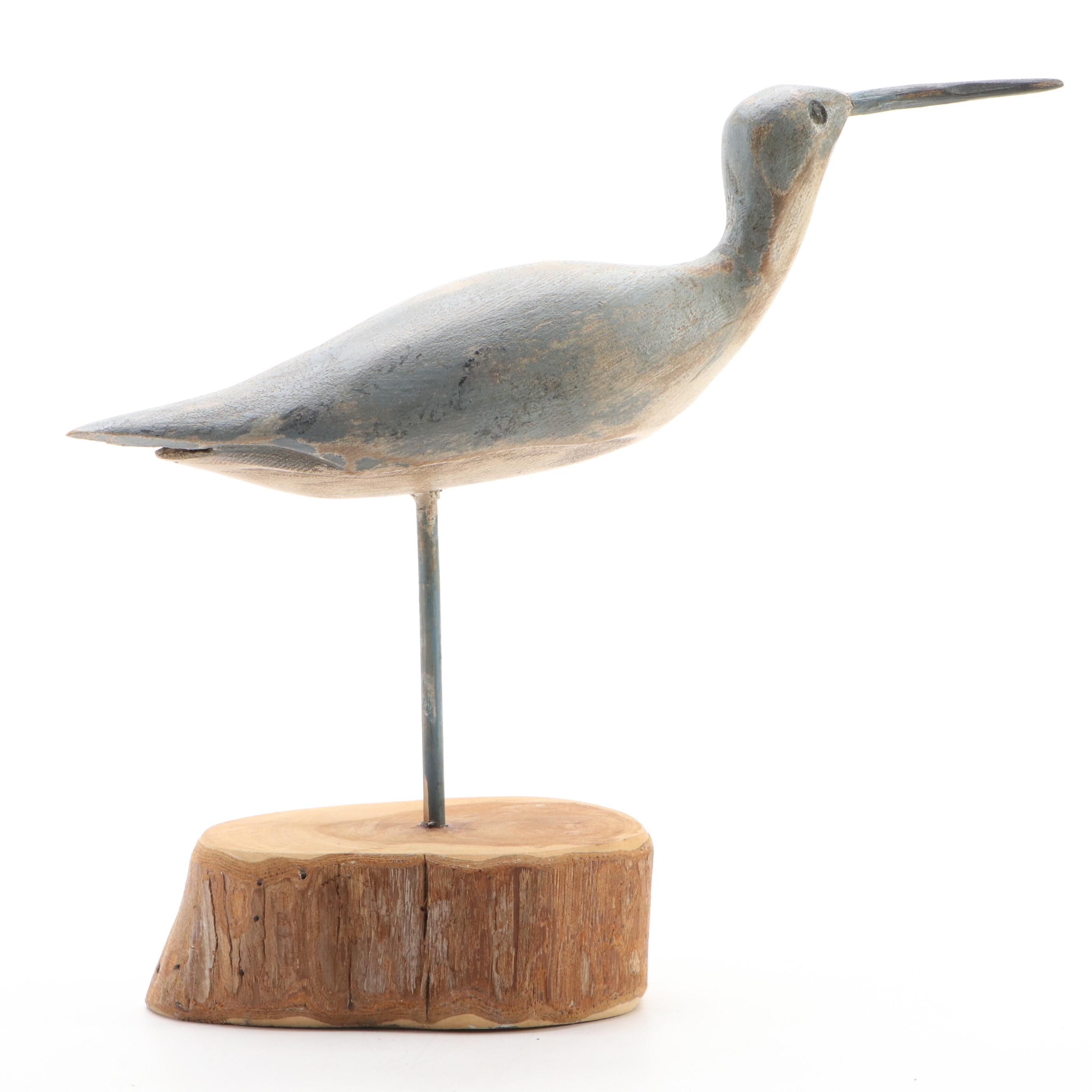 Steve Moore Carved Wood Dowitcher, 1997
