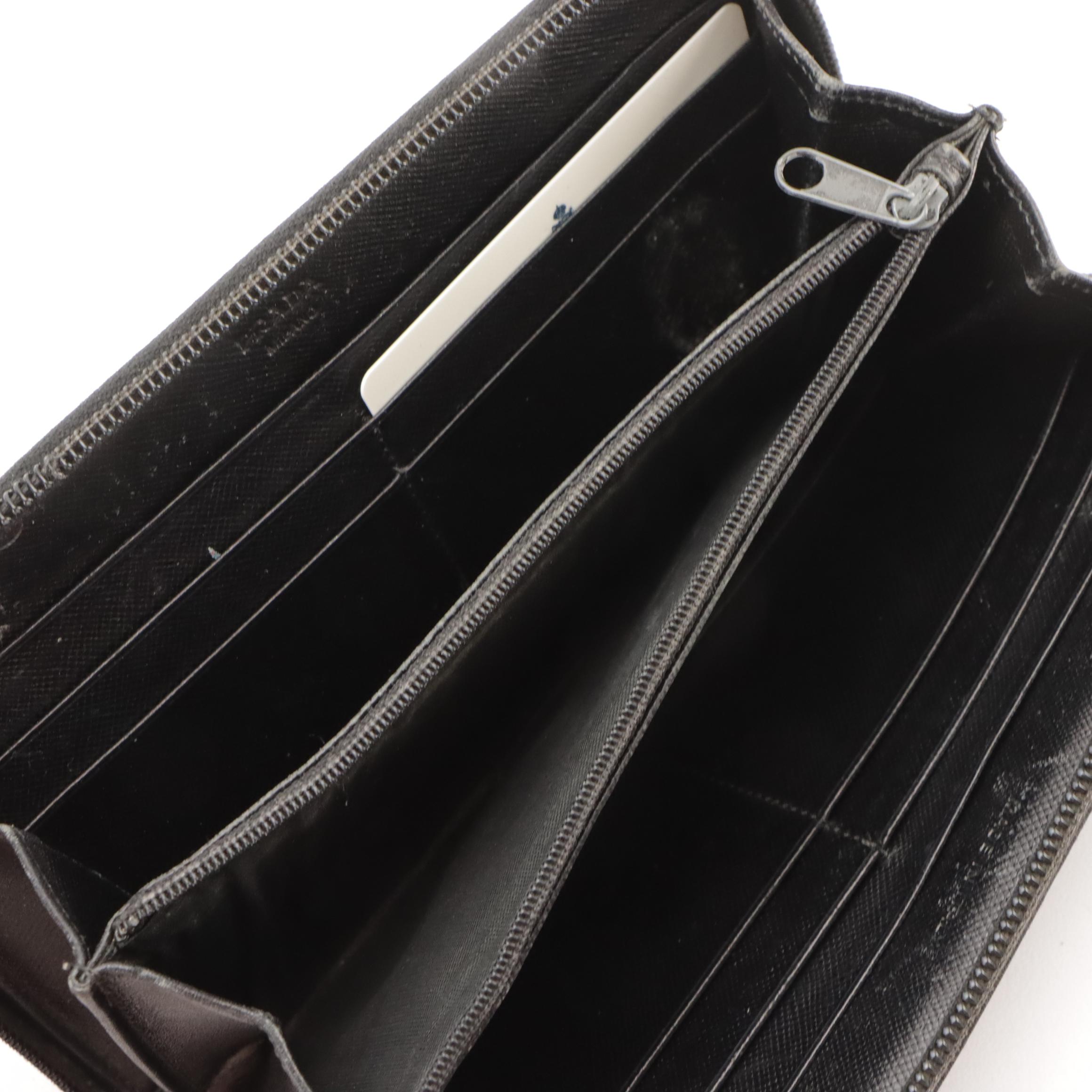 Prada Zip Around Wallet M506 in Black Tessuto Nylon