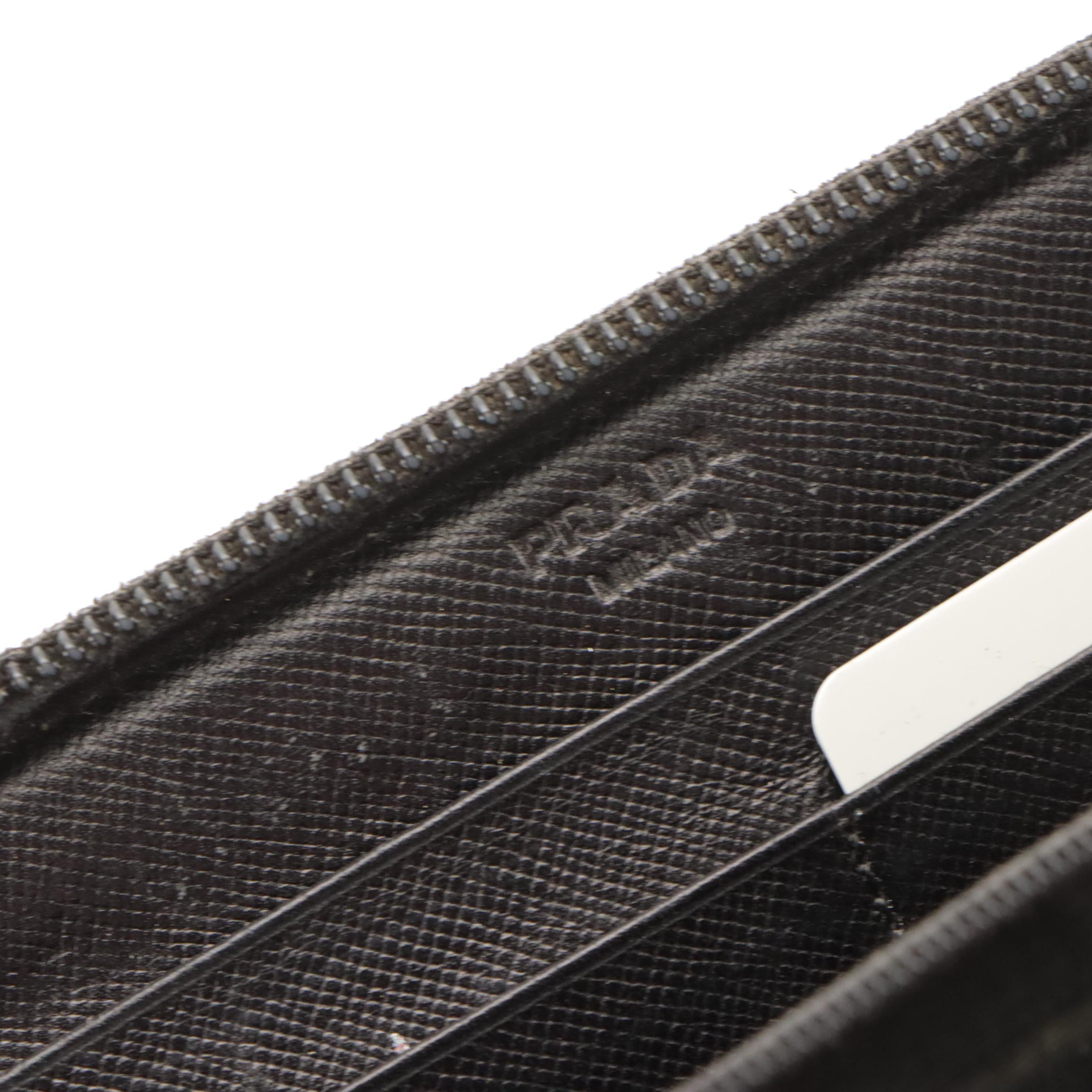 Prada Zip Around Wallet M506 in Black Tessuto Nylon