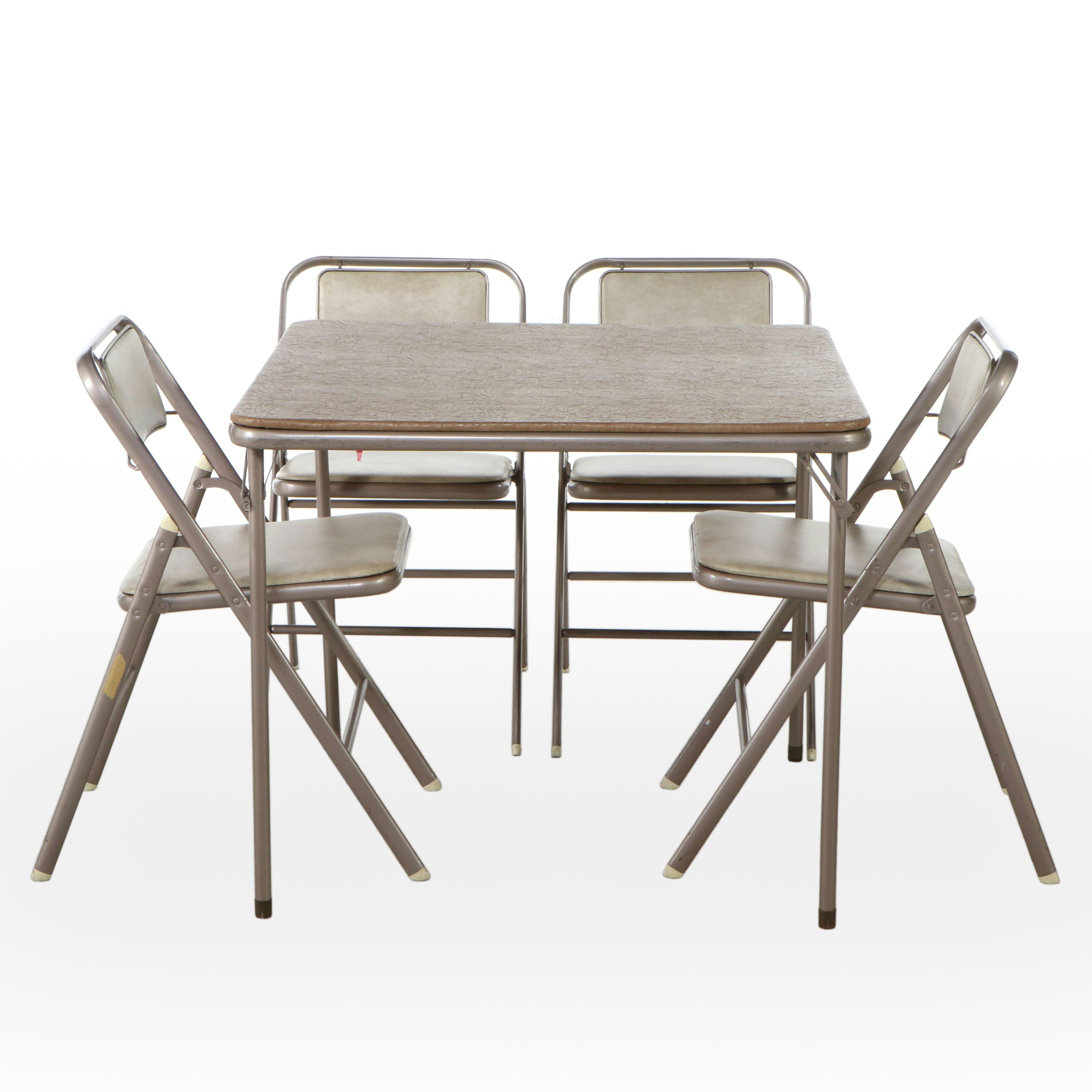 Samsonite Metal and Vinyl Folding Games Table with Chairs