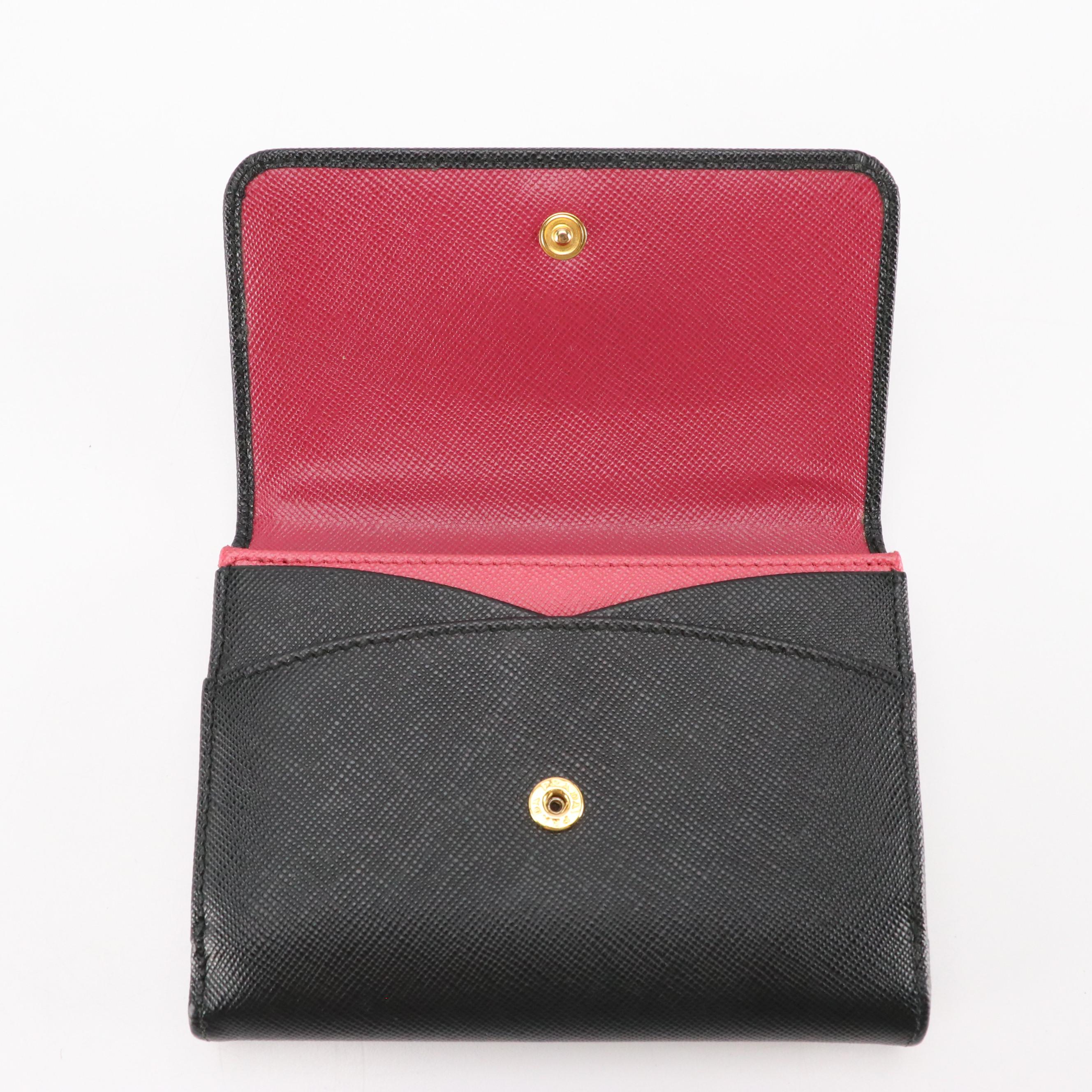 Prada Trifold Compact Wallet in Saffino Leather with Box