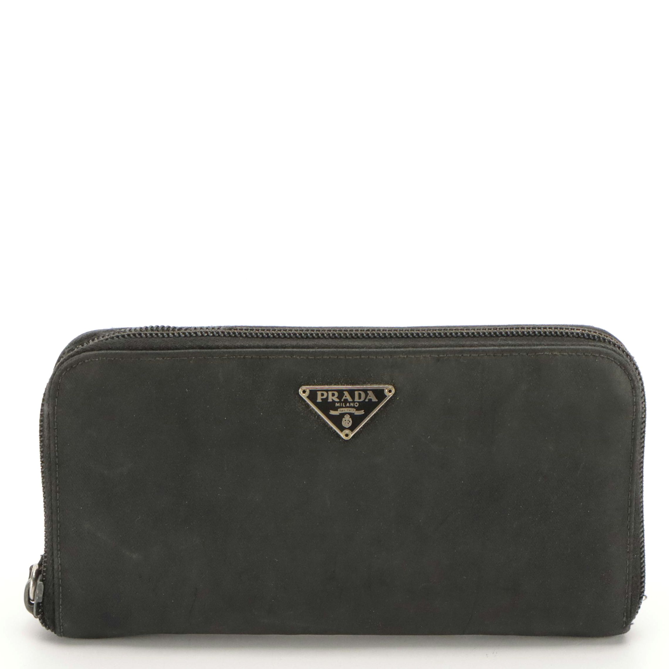 Prada Zip Around Wallet M506 in Black Tessuto Nylon