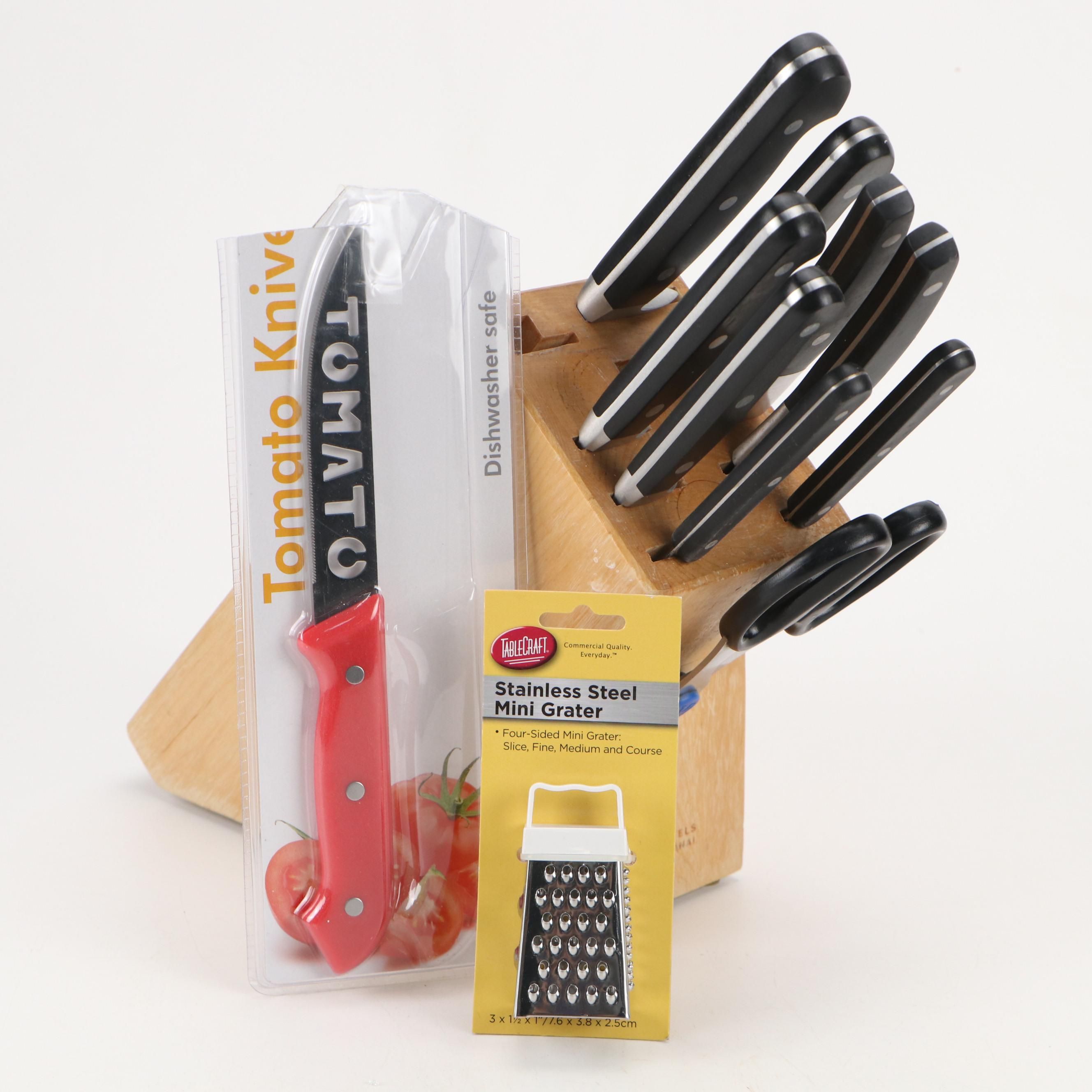 J.A. Henckels Kitchen Knives with Block and Other Kitchen Utensils