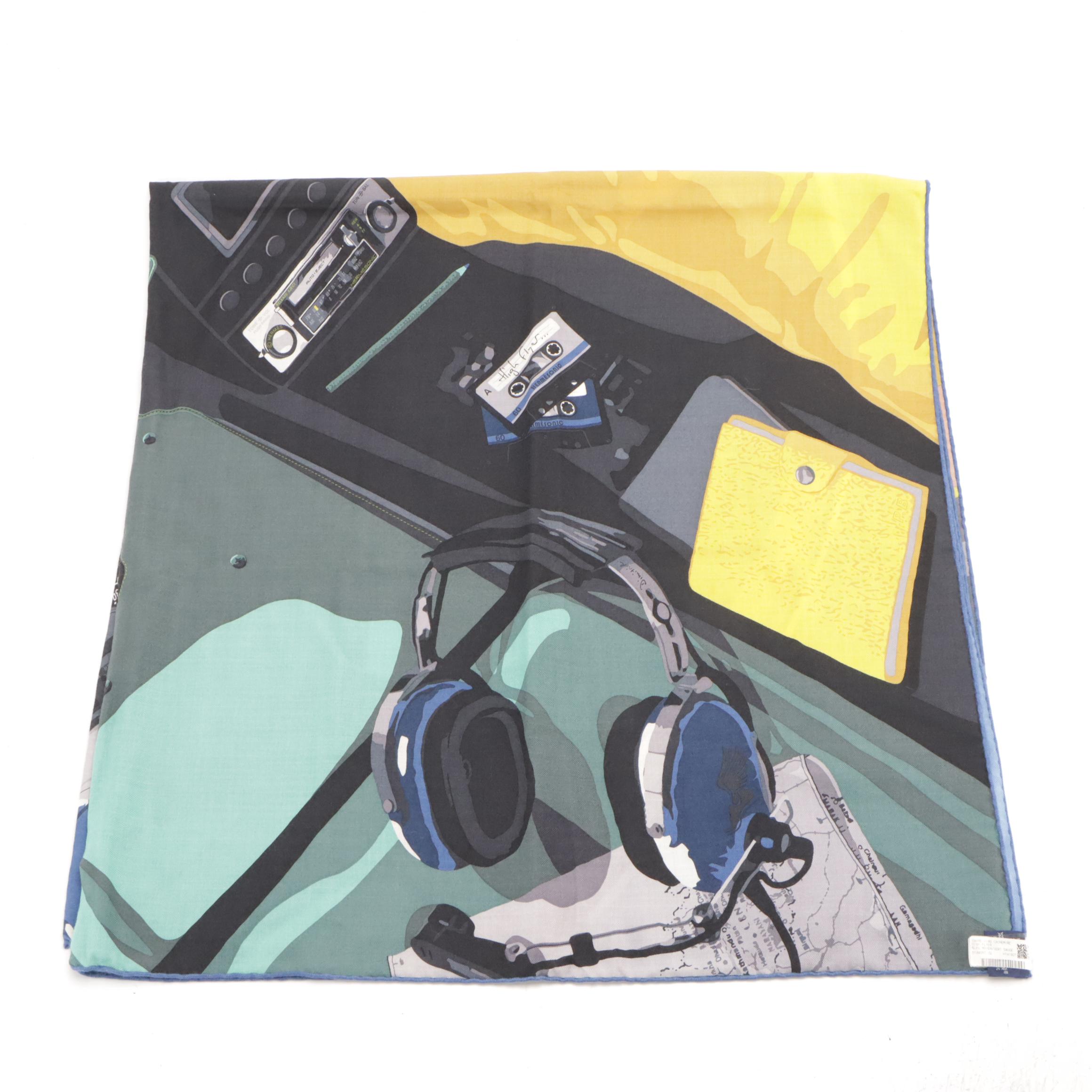 Hermès "High Flyer" Silk and Cashmere Shawl Scarf 140 in Box, With Tag