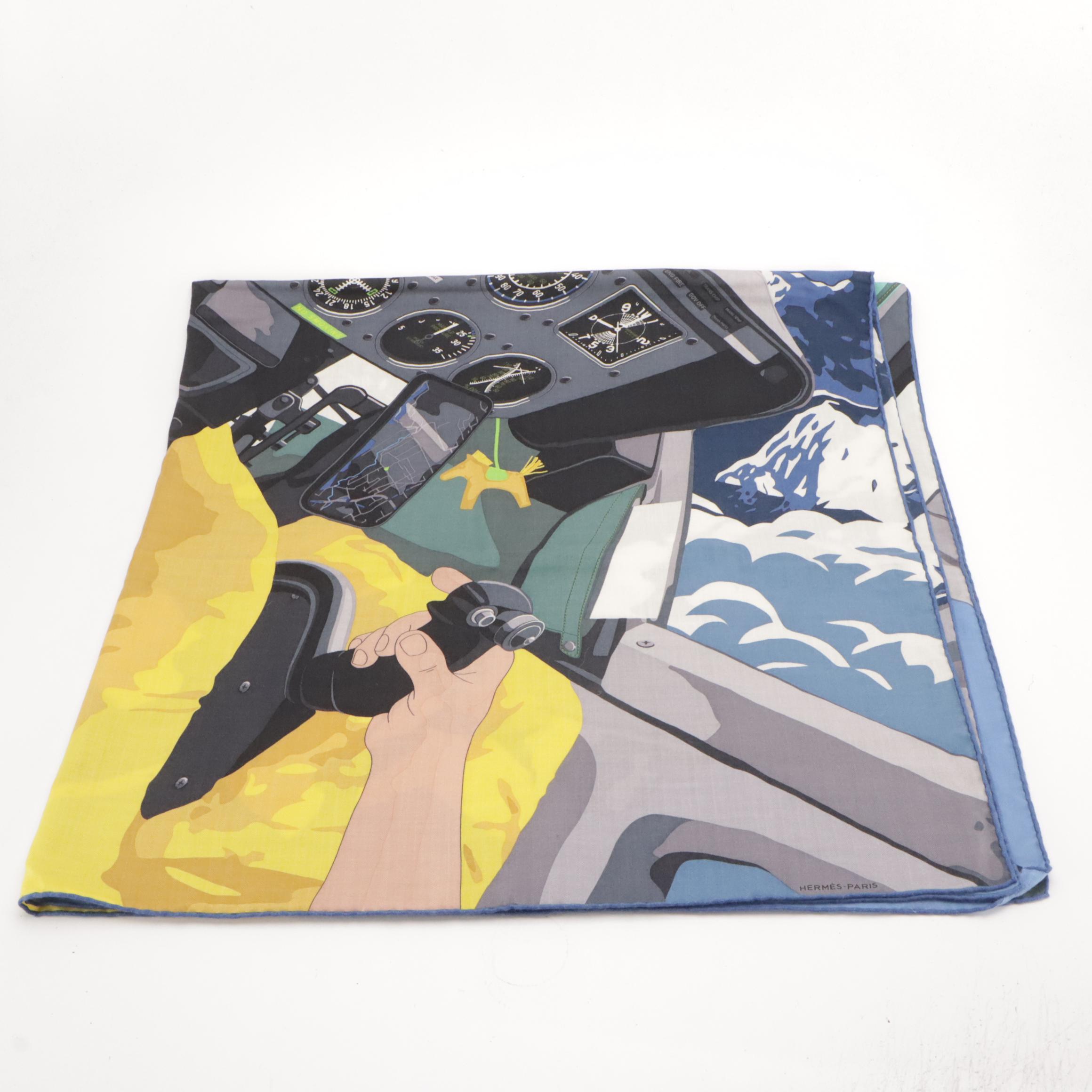 Hermès "High Flyer" Silk and Cashmere Shawl Scarf 140 in Box, With Tag