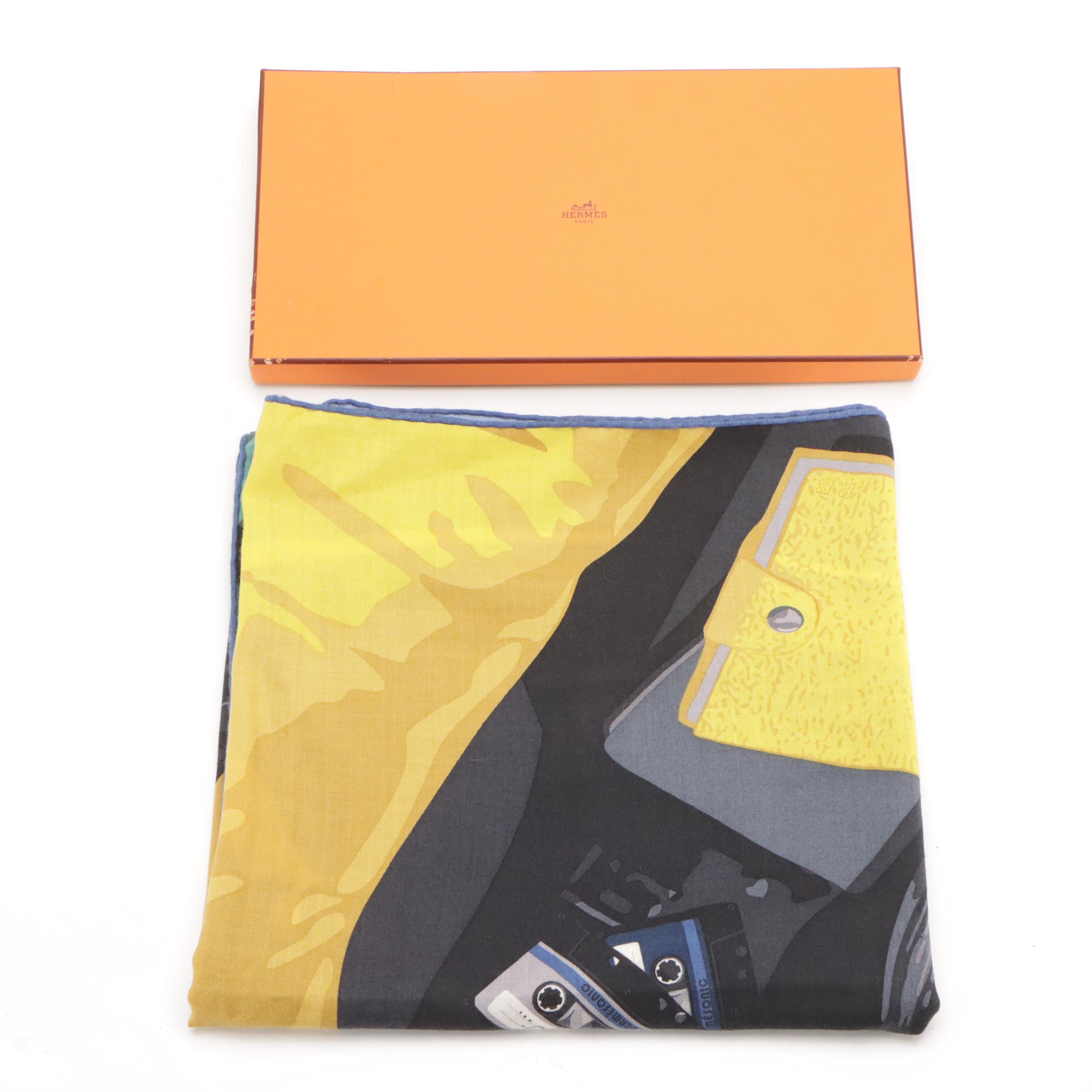 Hermès "High Flyer" Silk and Cashmere Shawl Scarf 140 in Box, With Tag