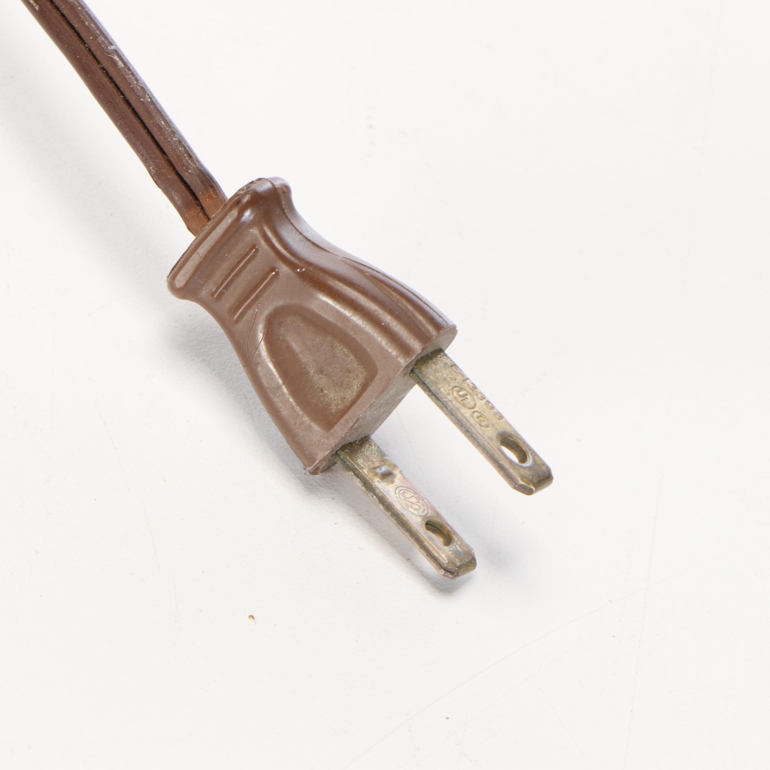 Frederick Cooper Brass and Wood Urn Table Lamps with Black Paper Shades