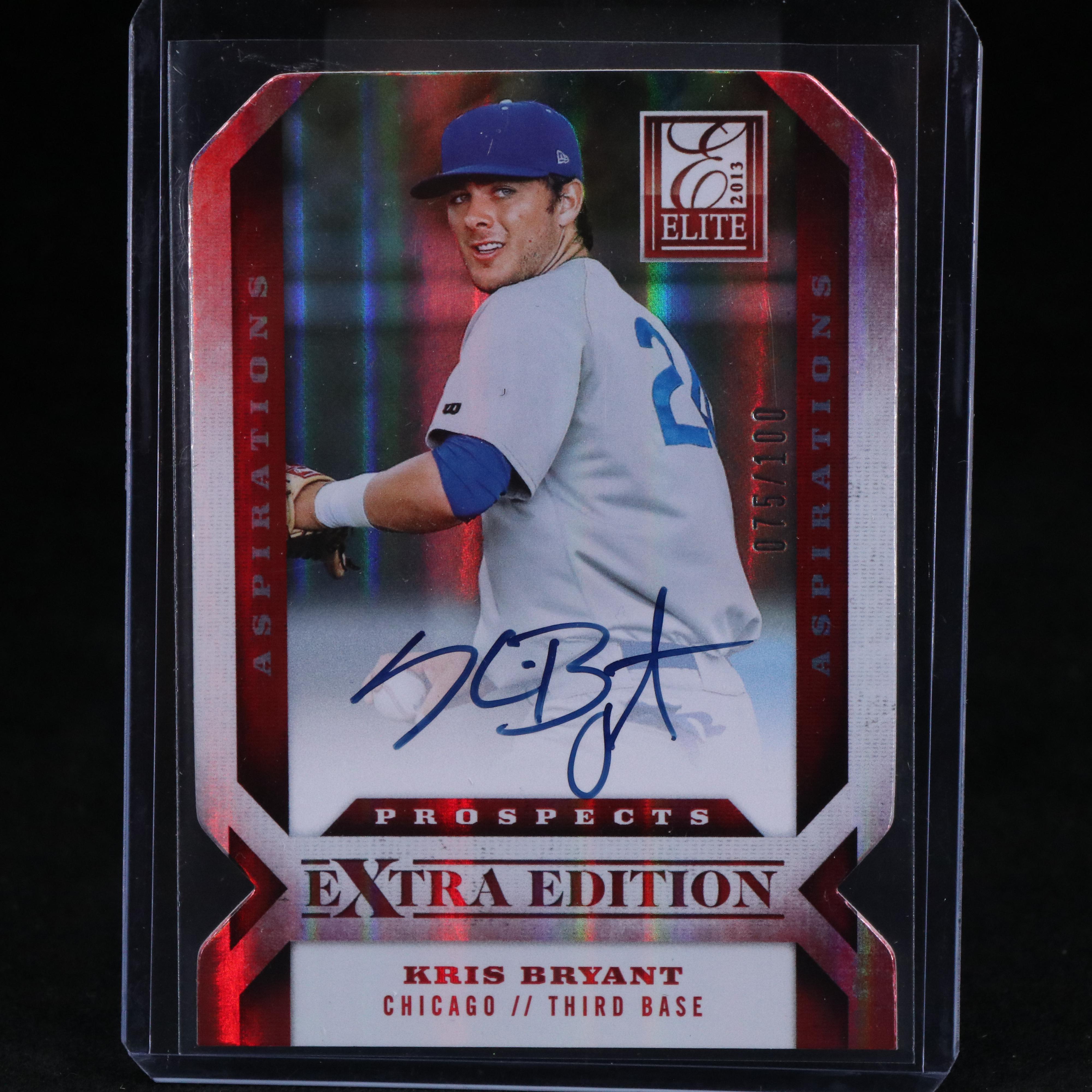 2013 Elite Kris Bryant Signed Chicago Cubs Baseball Card #ed 075/100