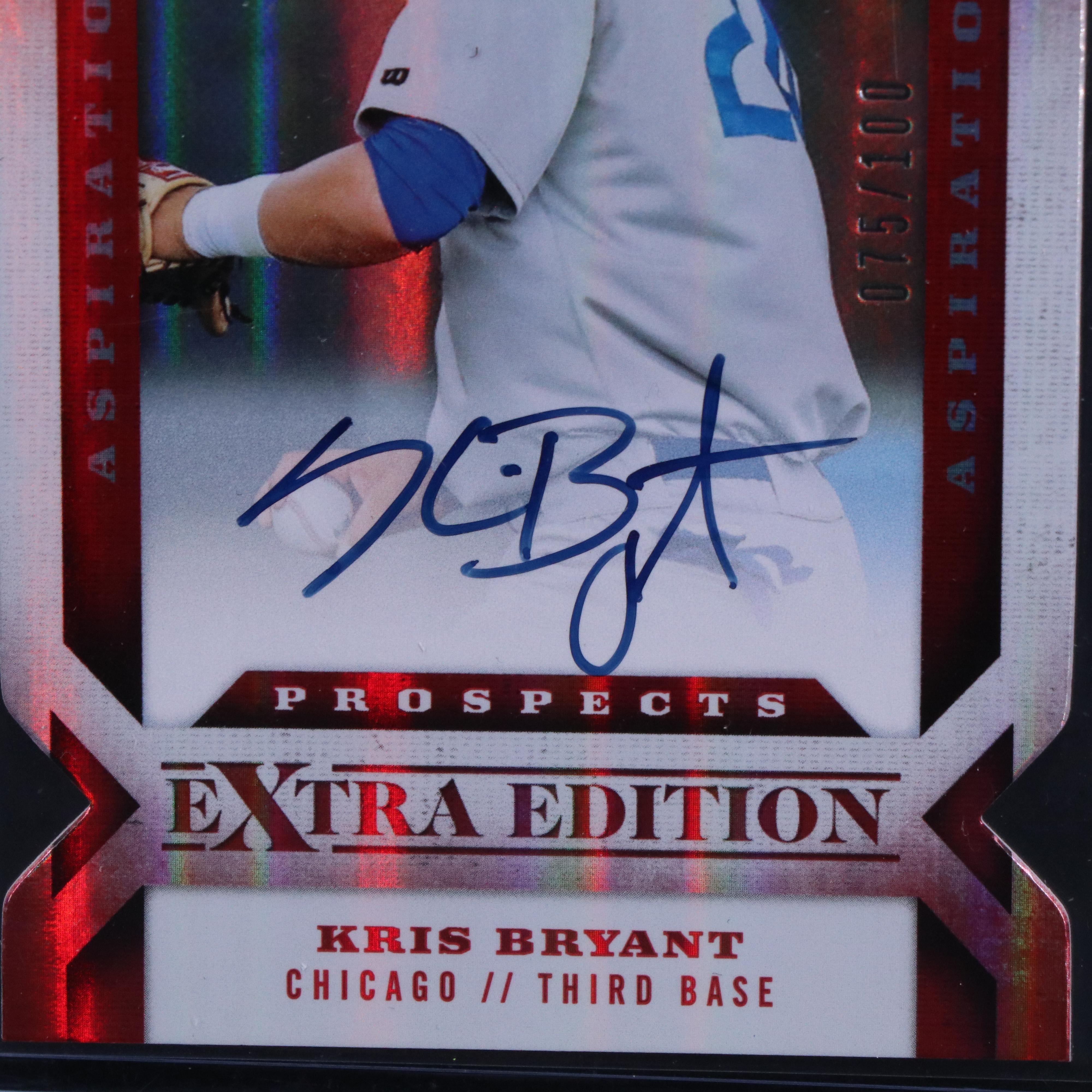 2013 Elite Kris Bryant Signed Chicago Cubs Baseball Card #ed 075/100