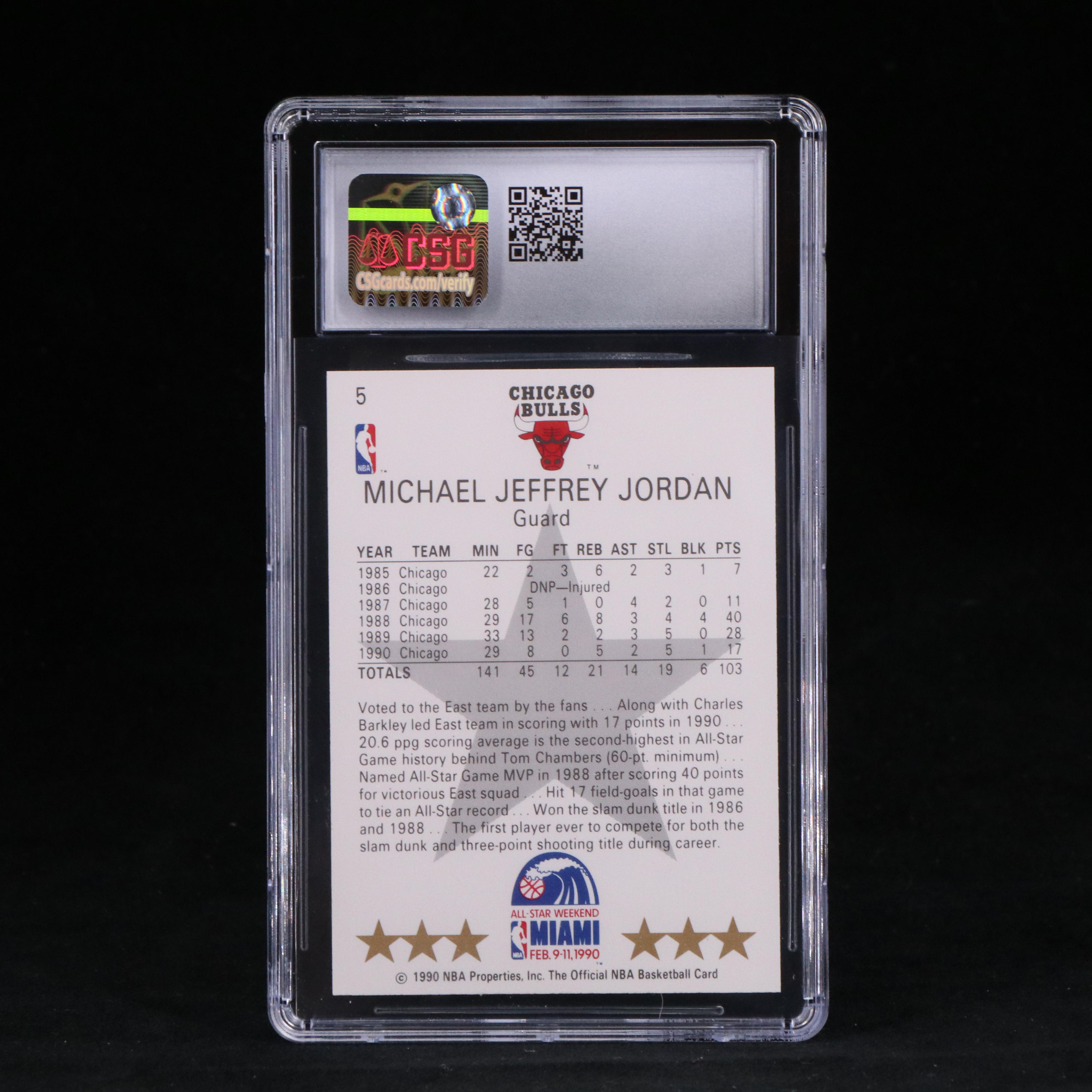 1990-91 NBA Hoops Michael Jordan All-Star Basketball Card Graded CSG 9