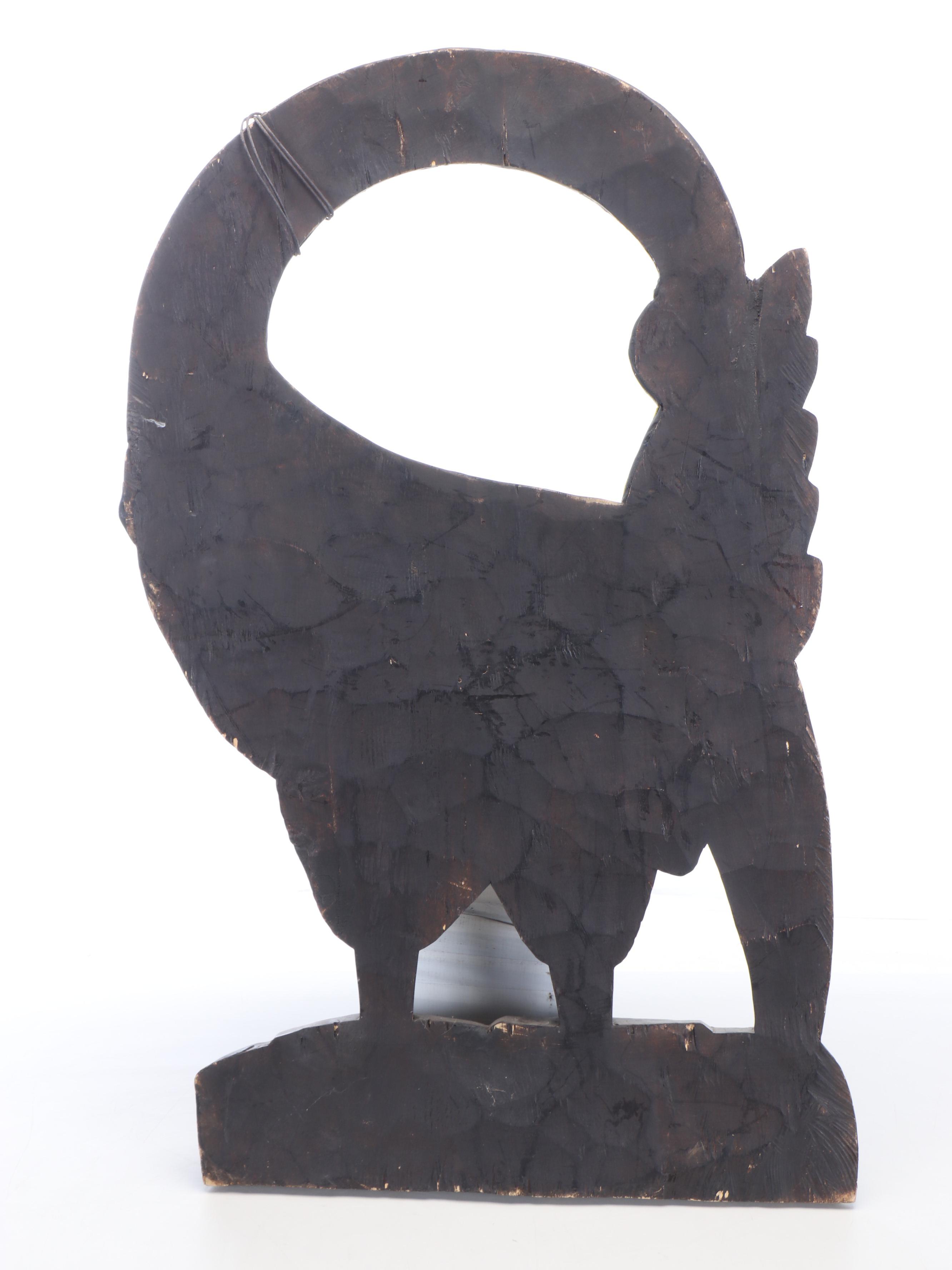 Hanging Carved Wood and Beadwork Sankofa Wall Sculpture