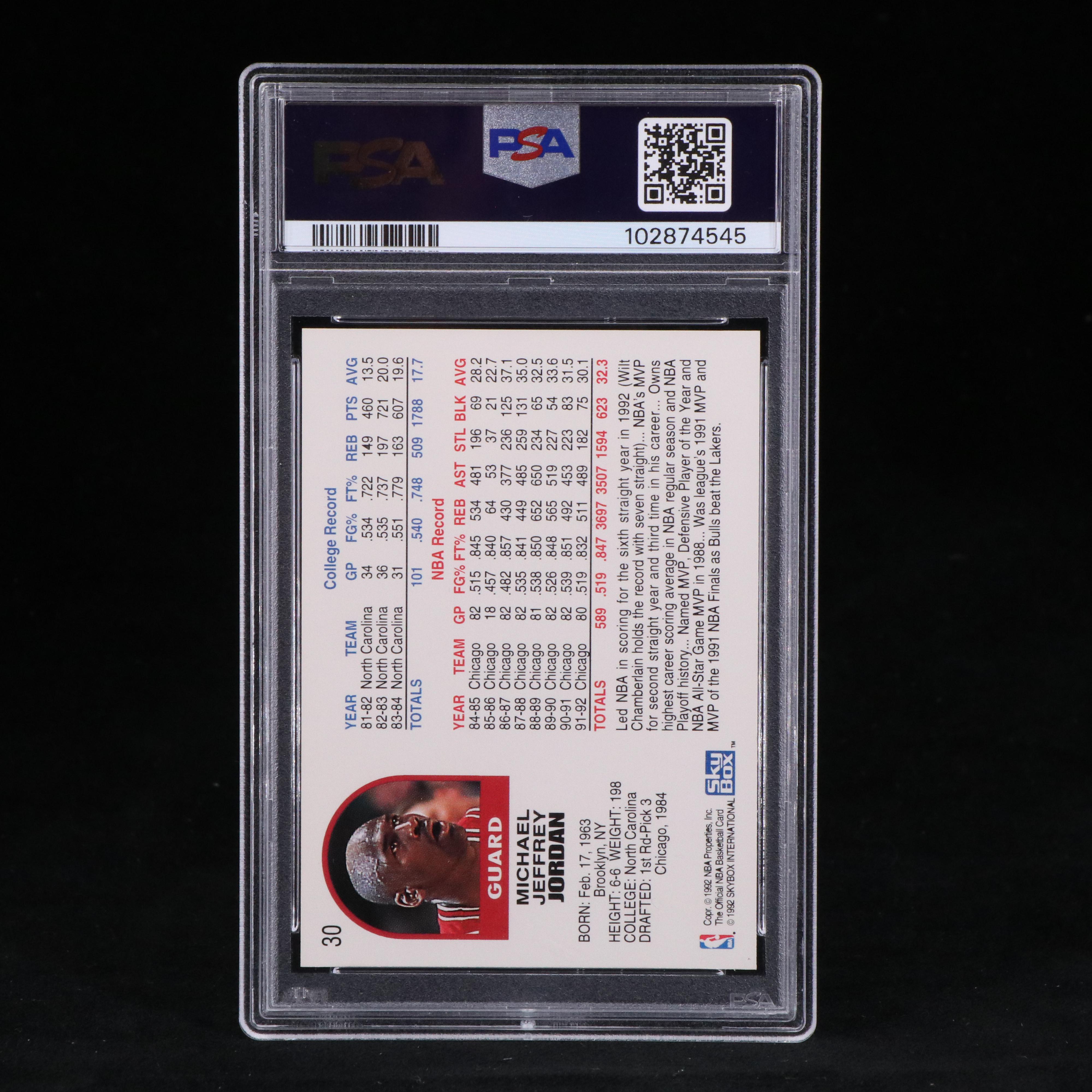 1992 NBA Hoops Michael Jordan Chicago Bulls Basketball Card Graded PSA 9