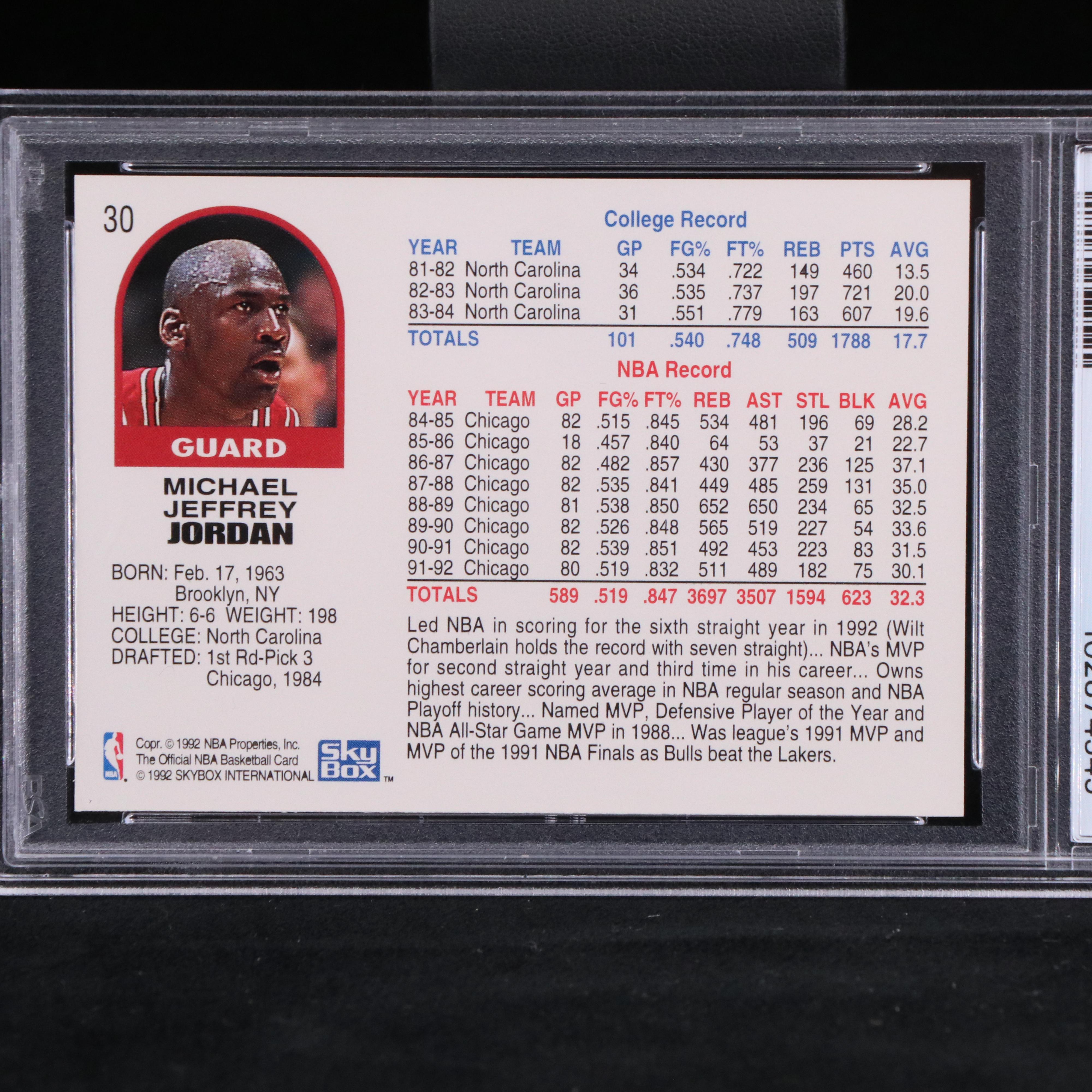 1992 NBA Hoops Michael Jordan Chicago Bulls Basketball Card Graded PSA 9