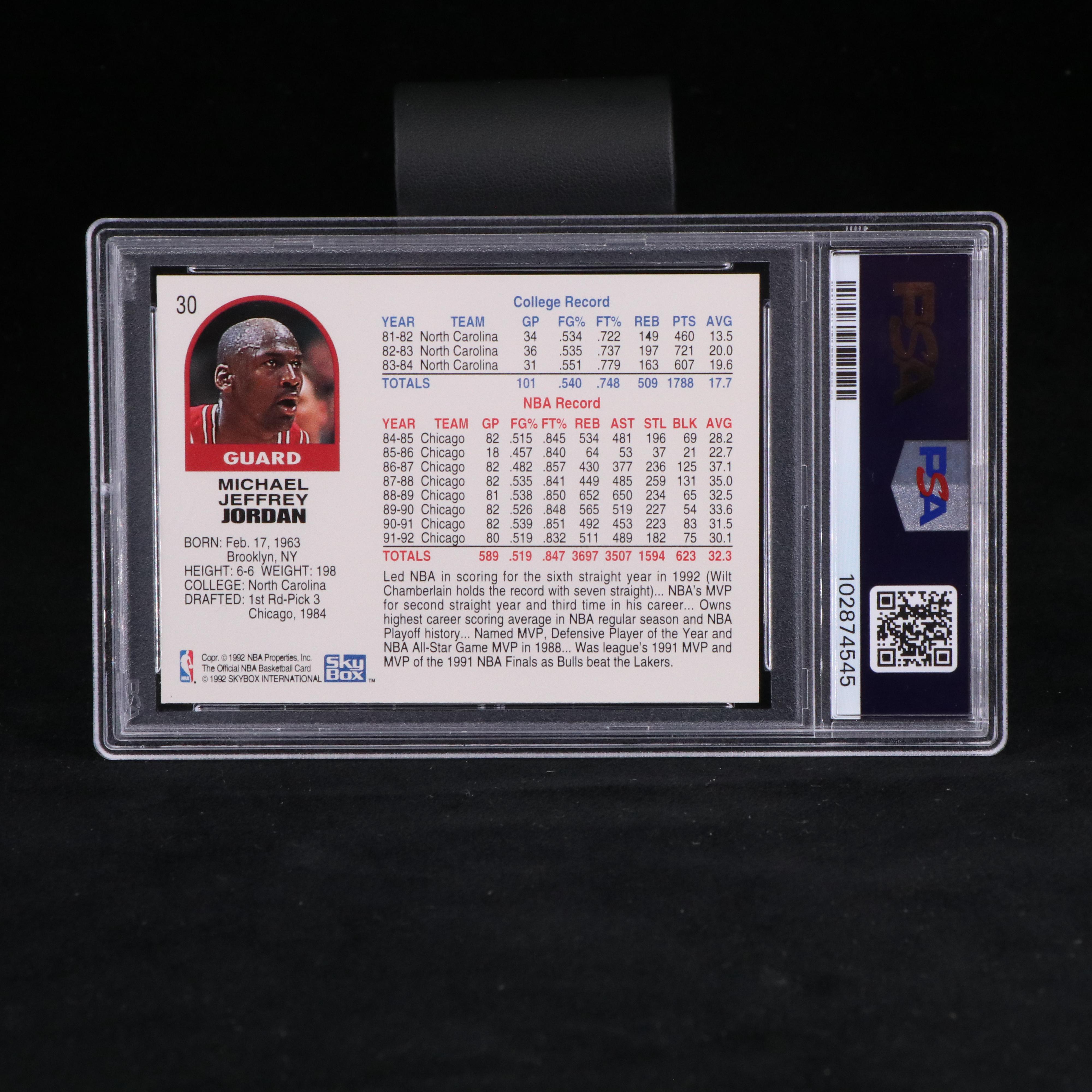 1992 NBA Hoops Michael Jordan Chicago Bulls Basketball Card Graded PSA 9