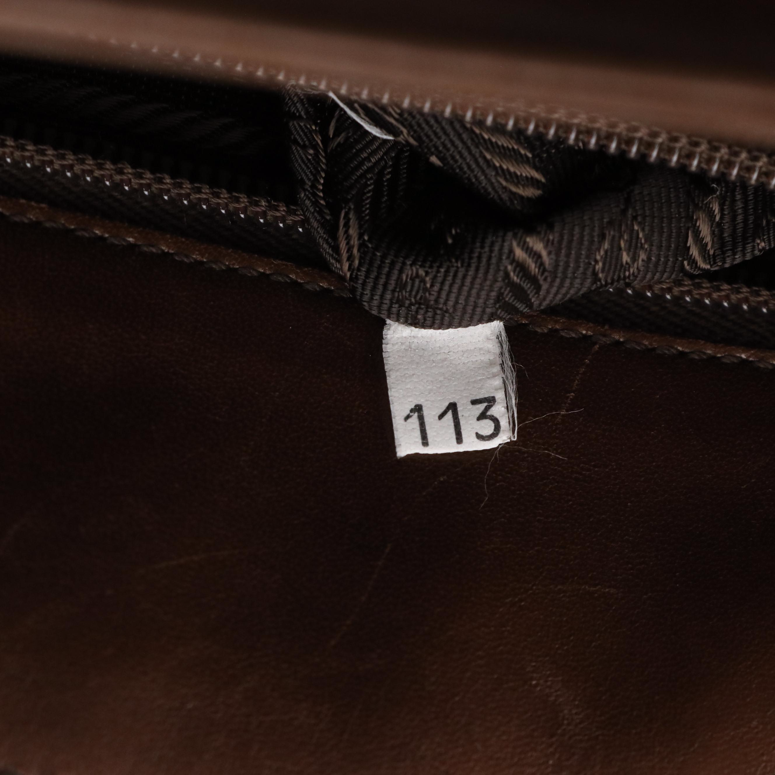 Prada Chocolate Brown Leather Shoulder Bag with Havana Resin Chain-Link Straps