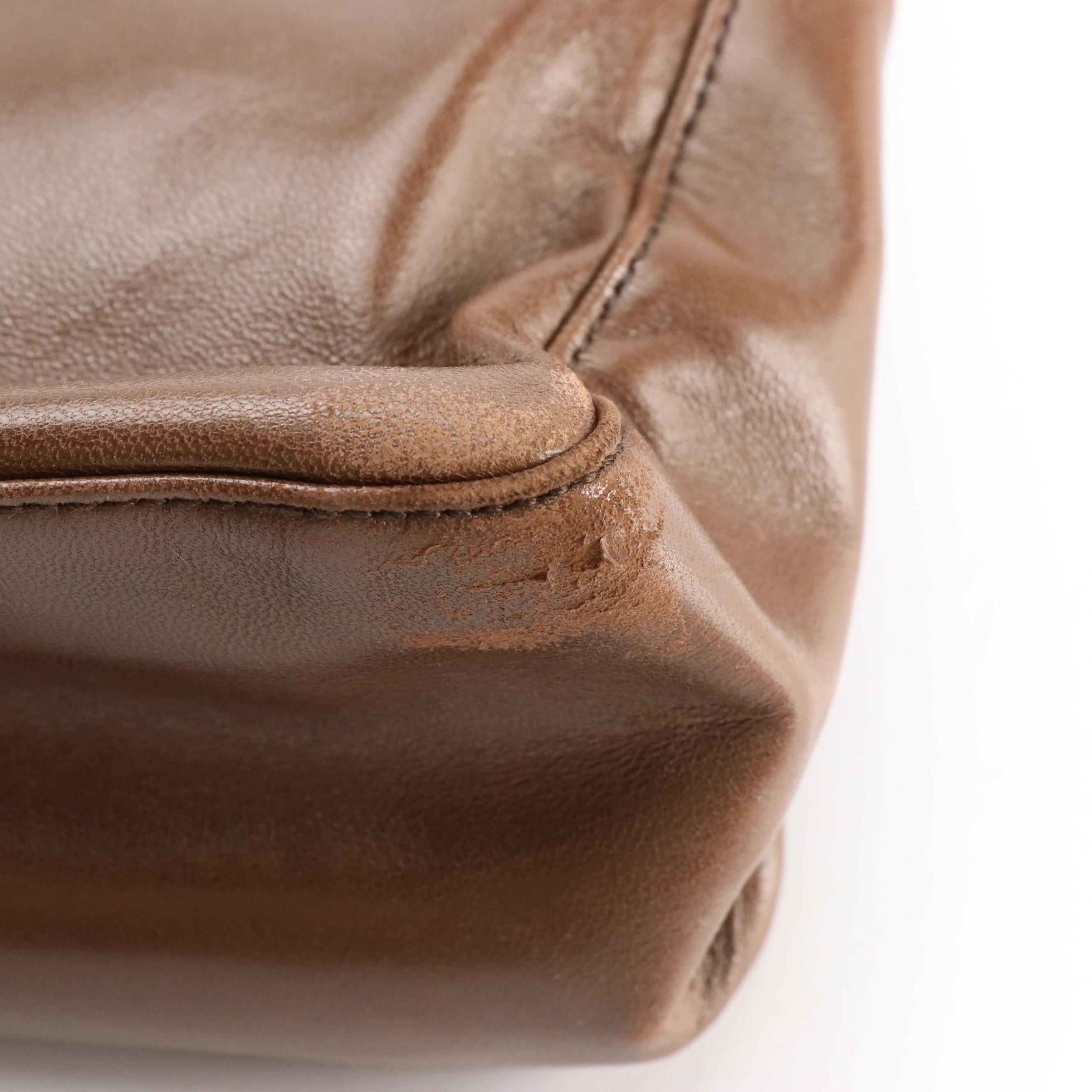 Prada Chocolate Brown Leather Shoulder Bag with Havana Resin Chain-Link Straps