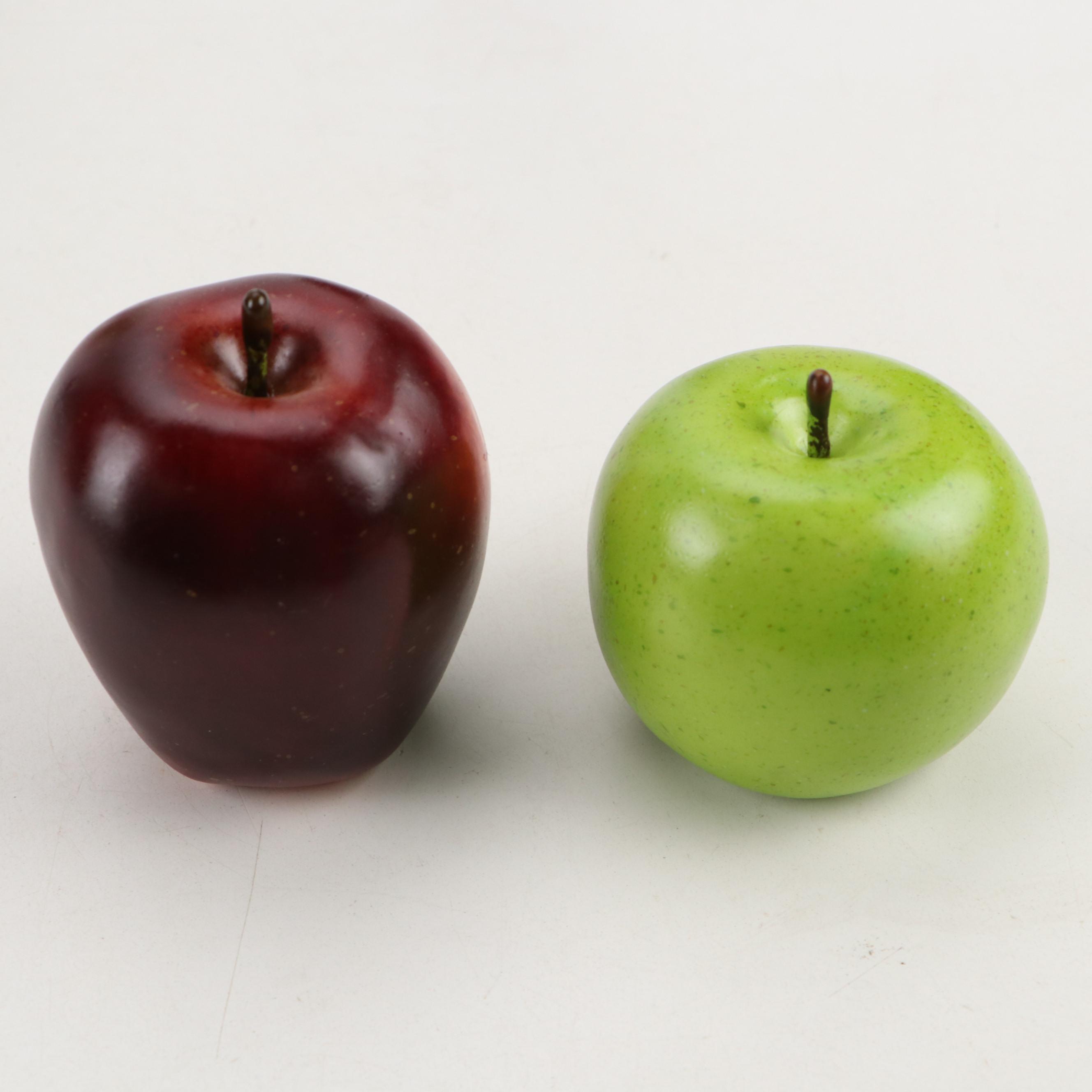 West Elm Yellow Acrylic Round Tray with Faux Lemons and Apples in Glass Vases