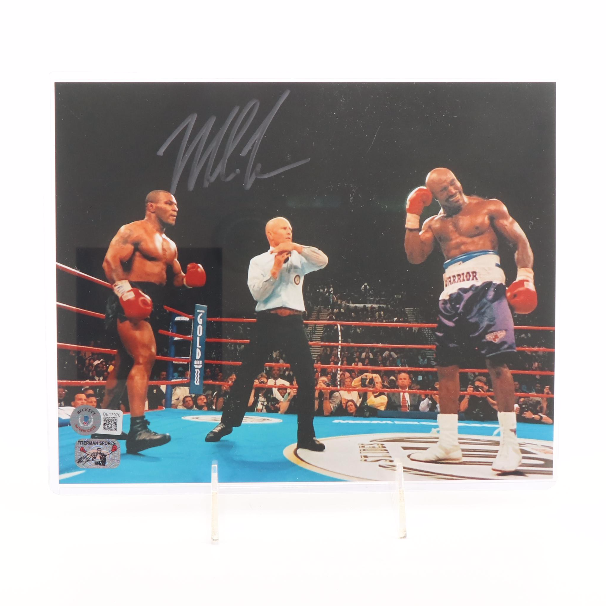 Mike Tyson Signed "Holyfield Ear Bite" Boxing Print, Beckett