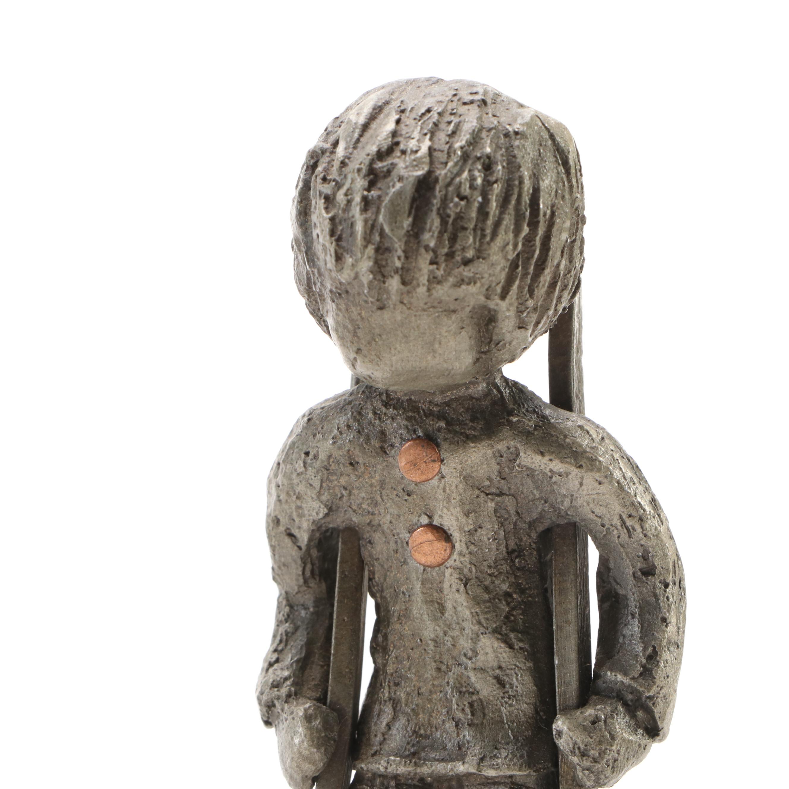 Hudson "The Littles" Pewter Figurine with Other Metal and Marble Dog