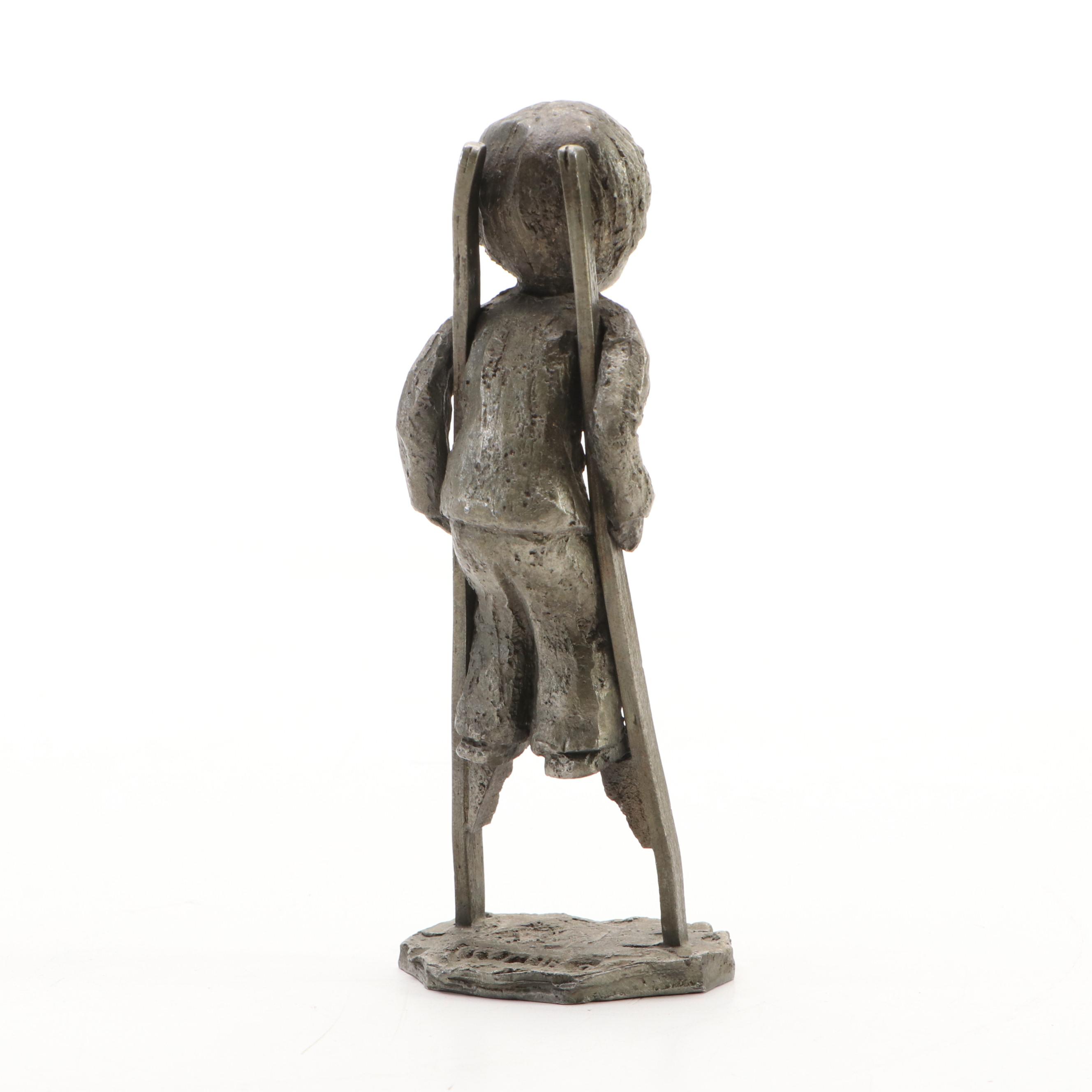 Hudson "The Littles" Pewter Figurine with Other Metal and Marble Dog