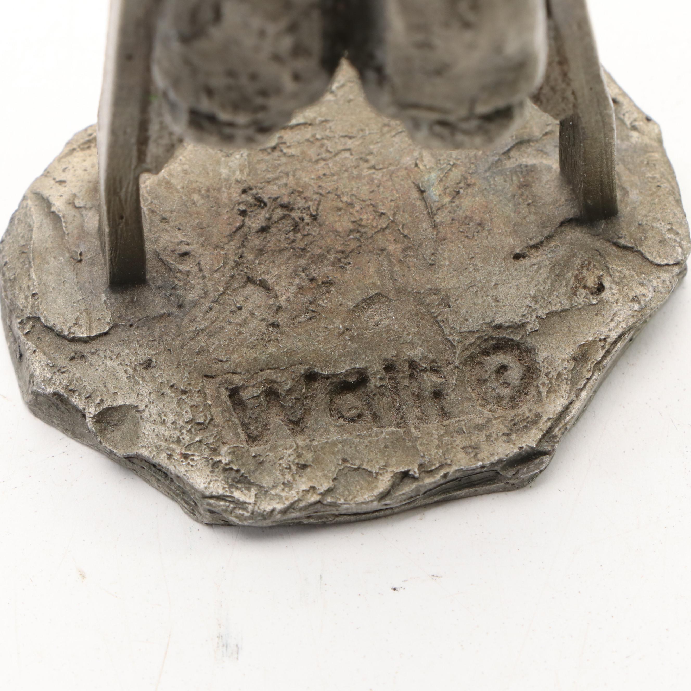 Hudson "The Littles" Pewter Figurine with Other Metal and Marble Dog