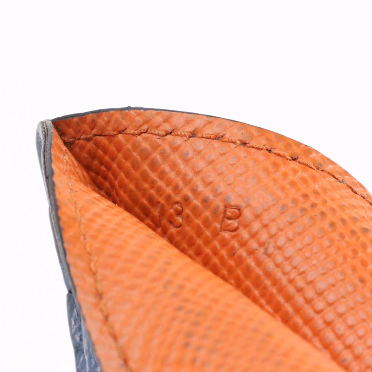 Prada Card Holder in Blue and Orange Grained Leather